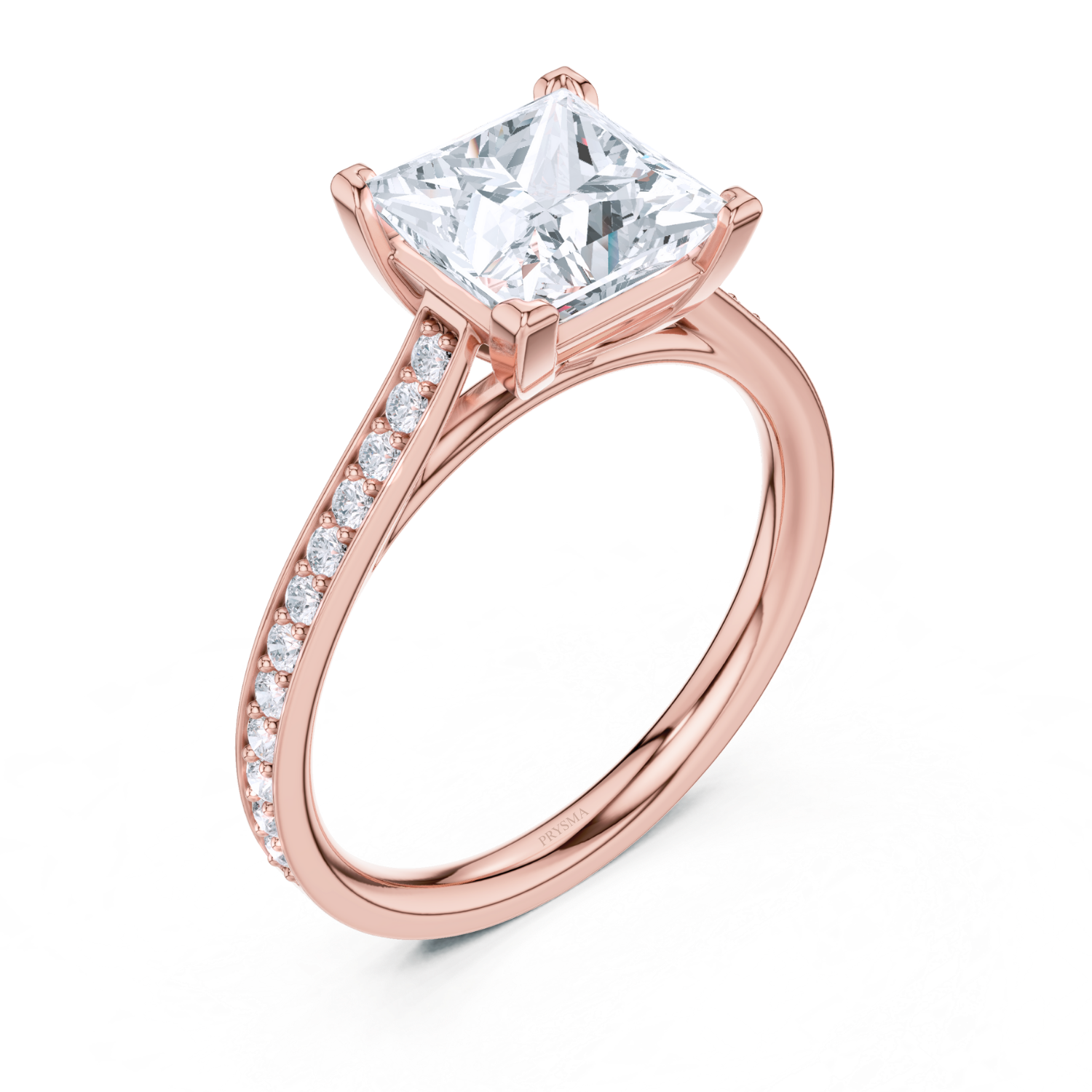 Princess-Cut Cathedral Pave Ring