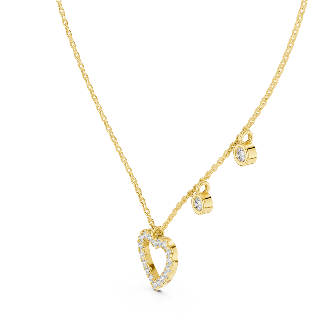 Heart Motif Diamond Drop Necklace