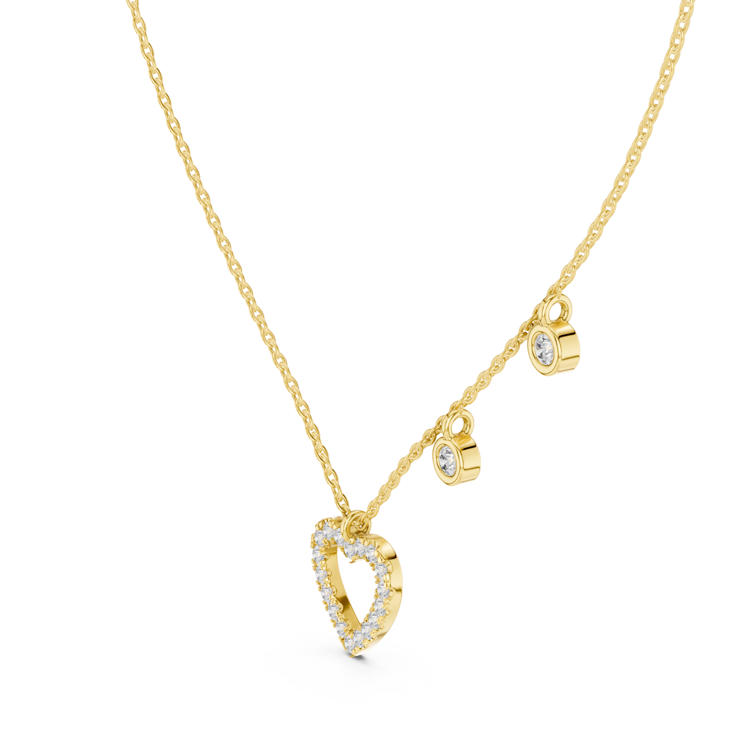 Heart Motif Diamond Drop Necklace