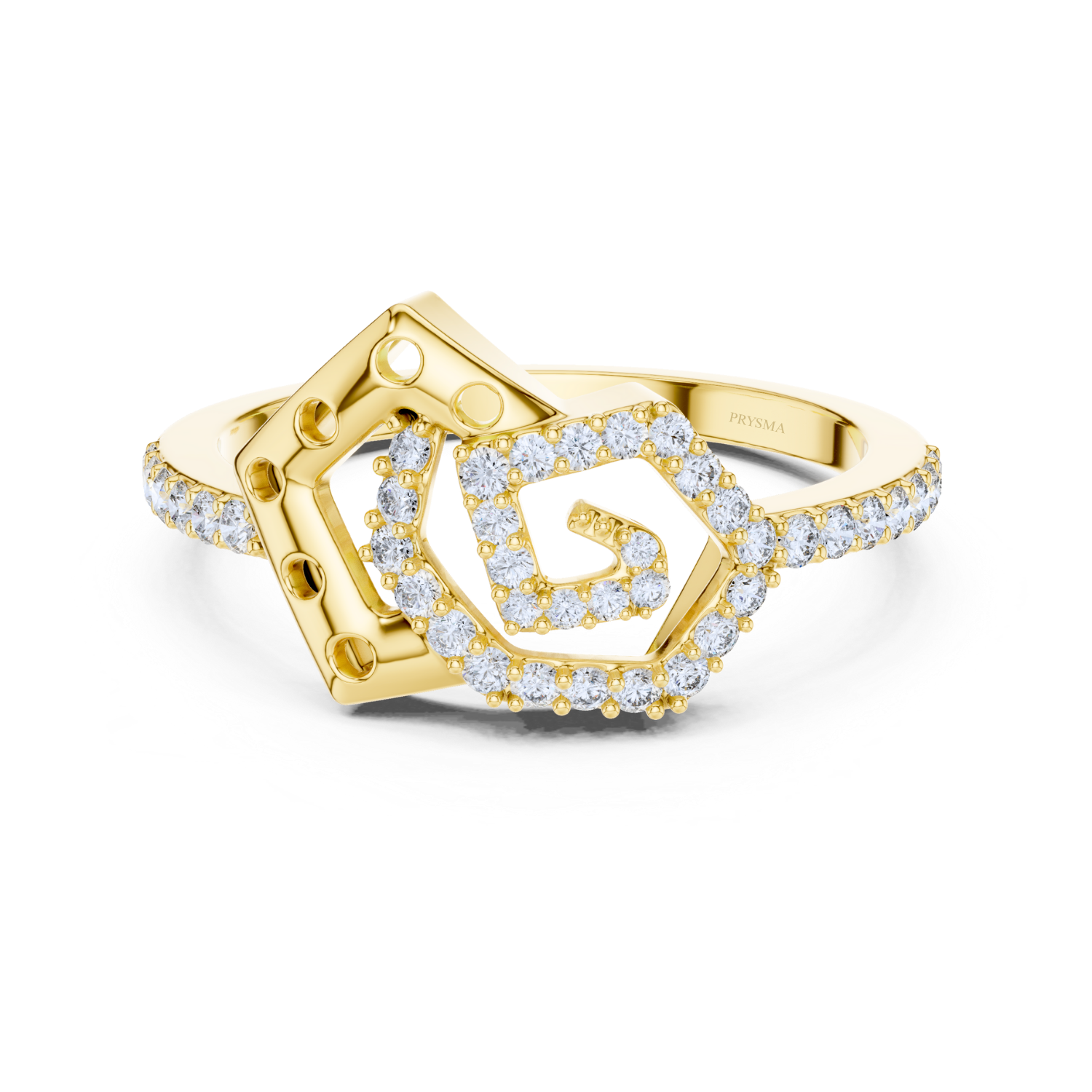 Diamond Halo Shield Ring