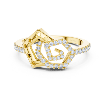 Diamond Halo Shield Ring