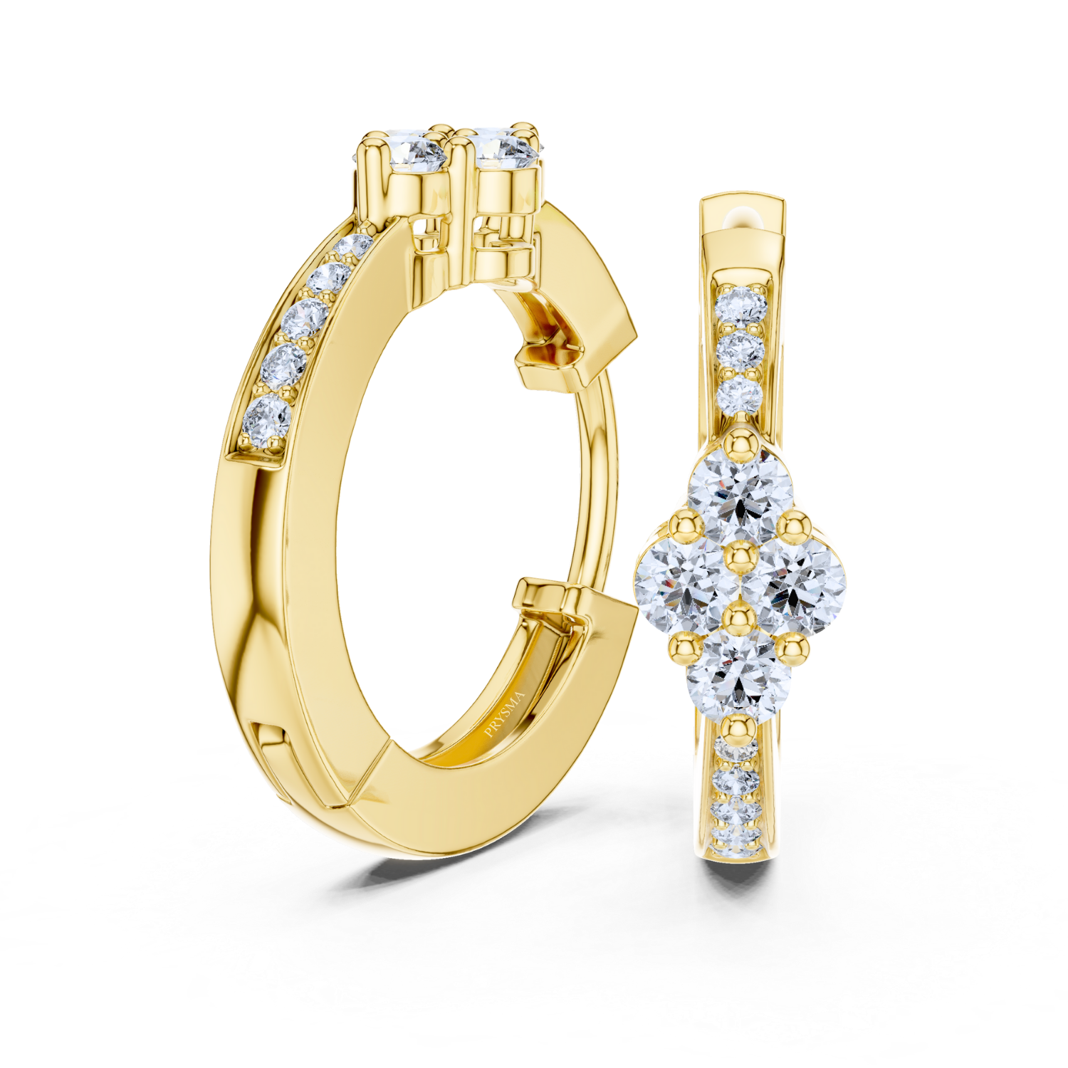 Diamond Cluster Hoop Earrings