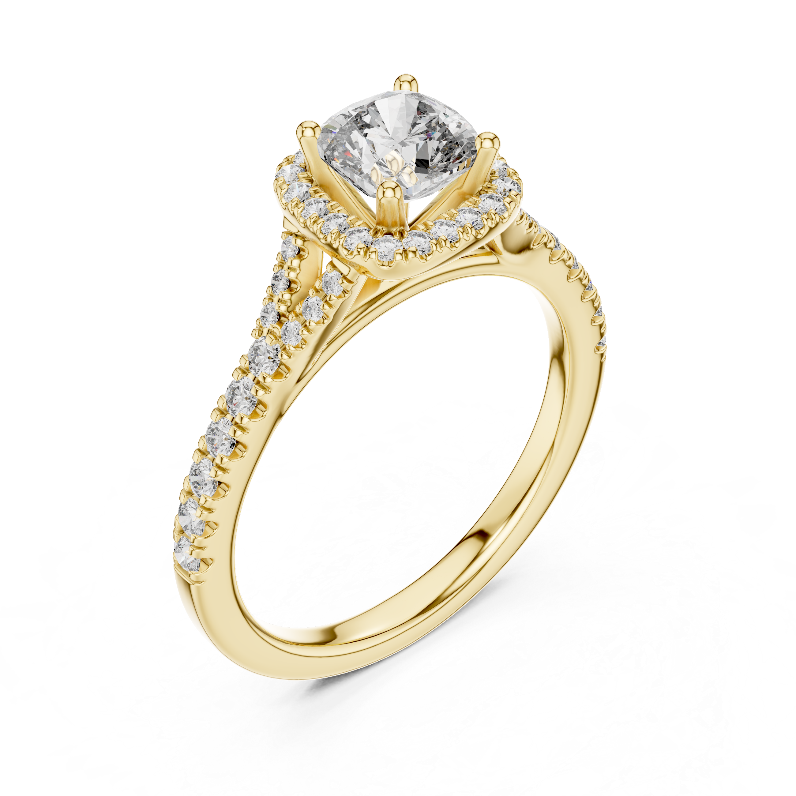 Cushion-Cuts Halo Diamonds Ring