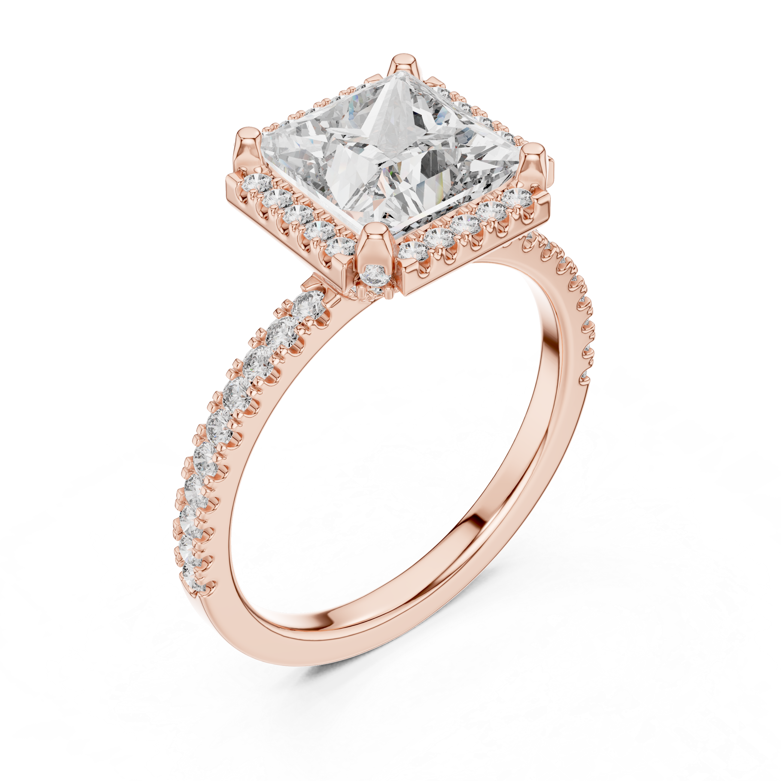 Royal Radiance Princess-Cut Halo Diamond Ring