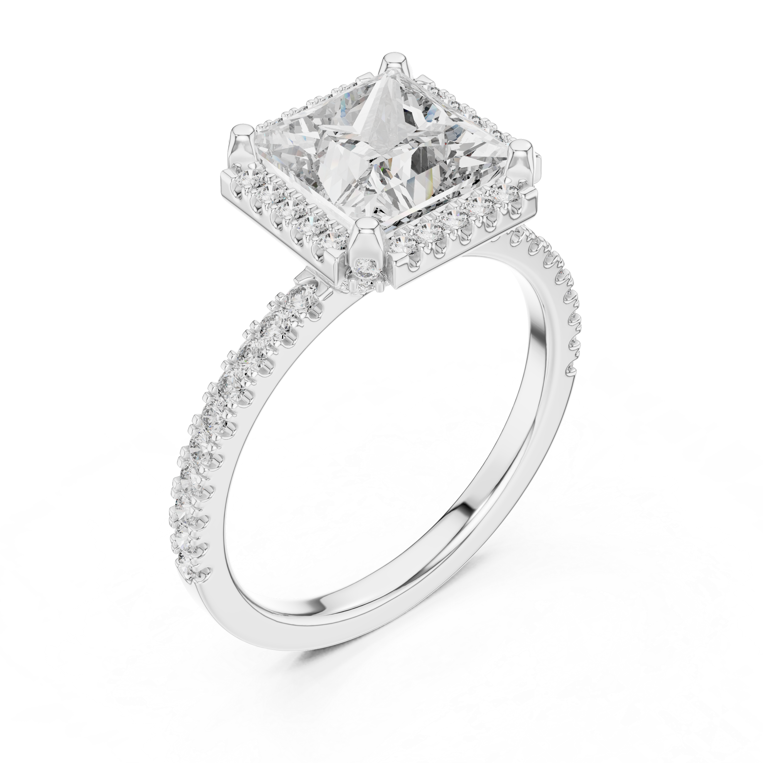 Royal Radiance Princess-Cut Halo Diamond Ring