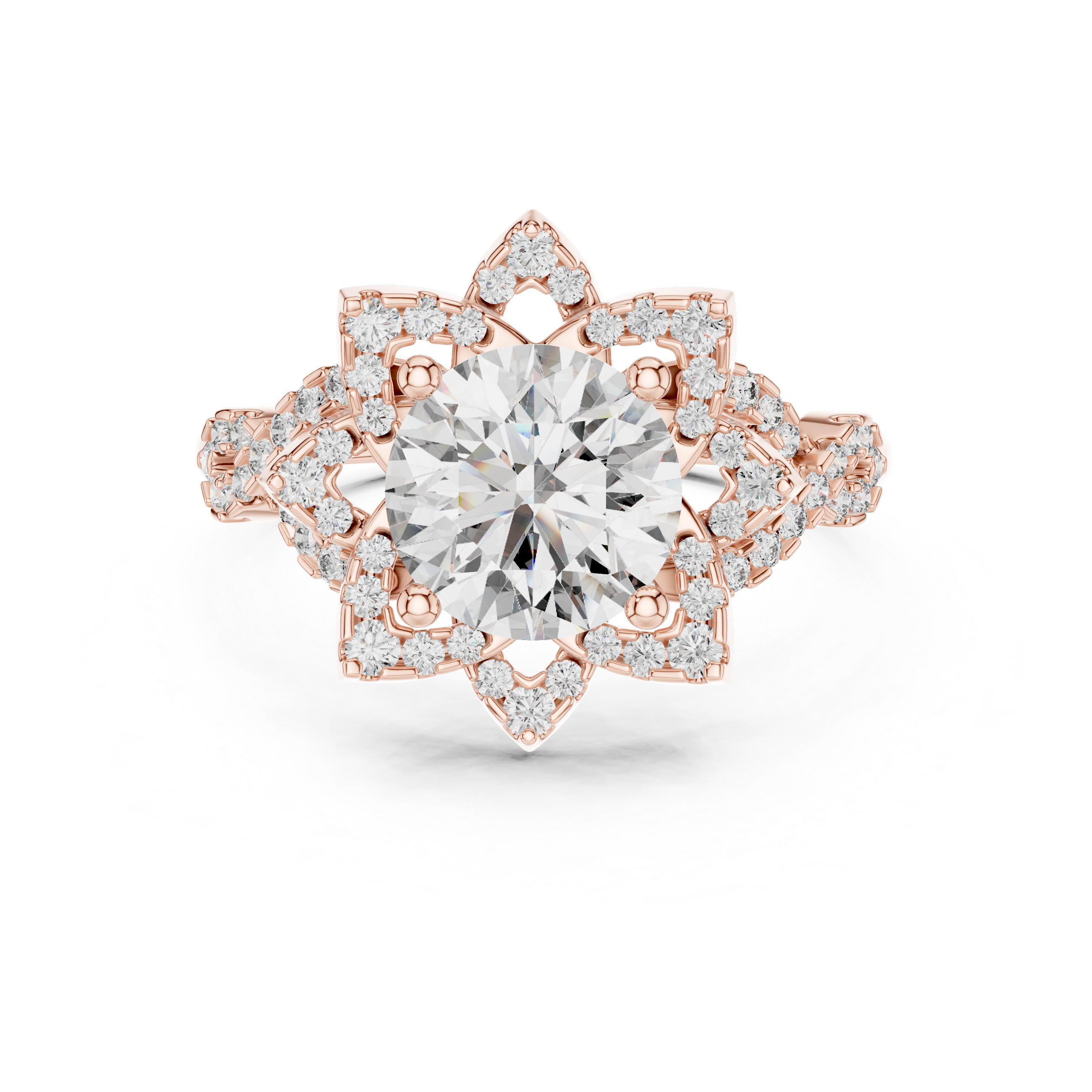 Floral Halo Round Diamond Ring