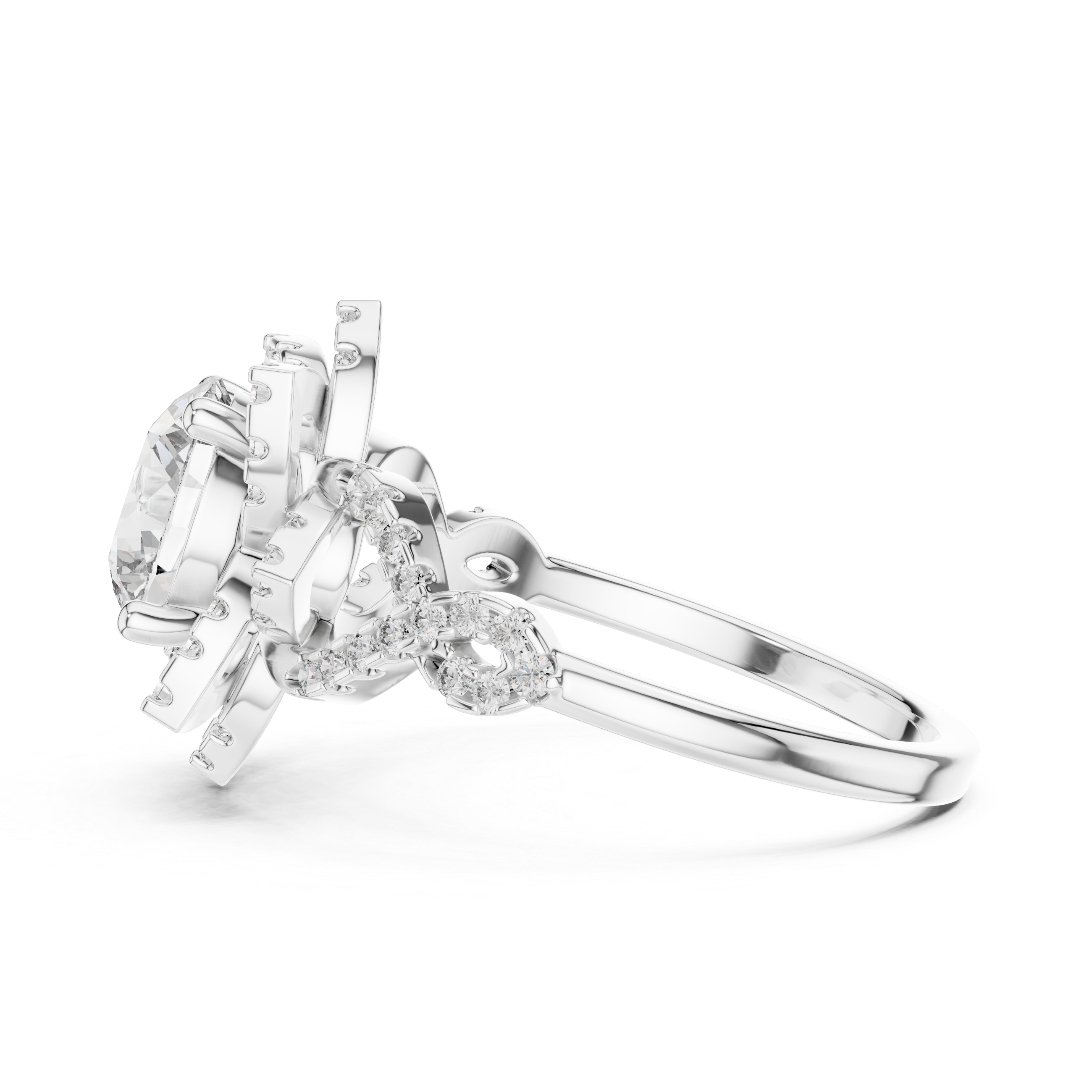 Floral Halo Round Diamond Ring