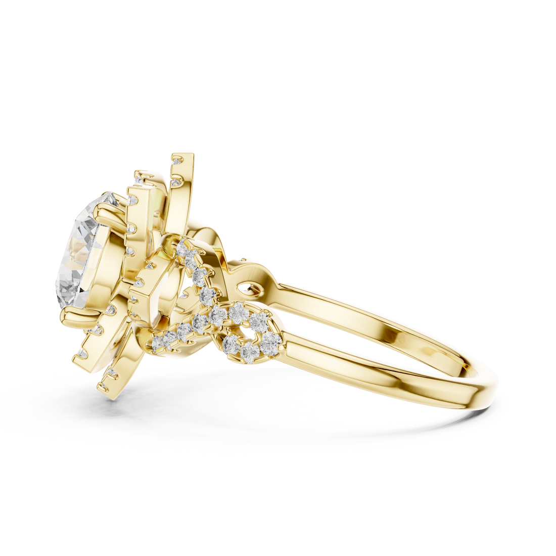 Floral Halo Round Diamond Ring