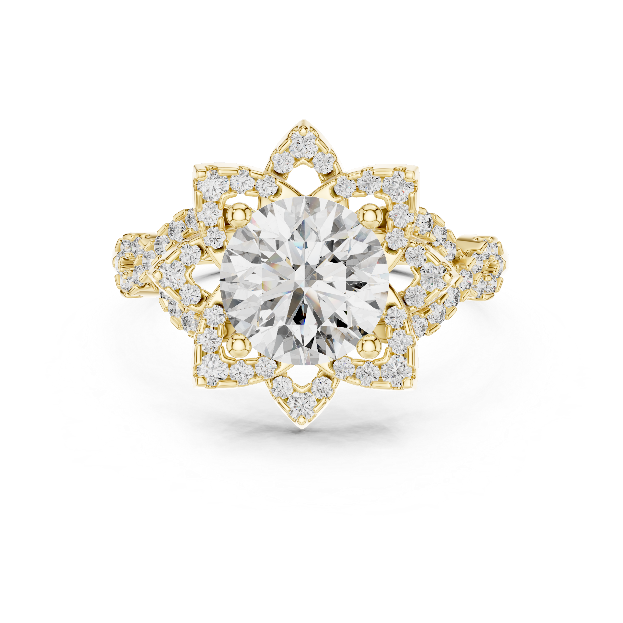 Floral Halo Round Diamond Ring