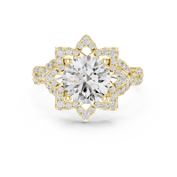 Floral Halo Round Diamond Ring