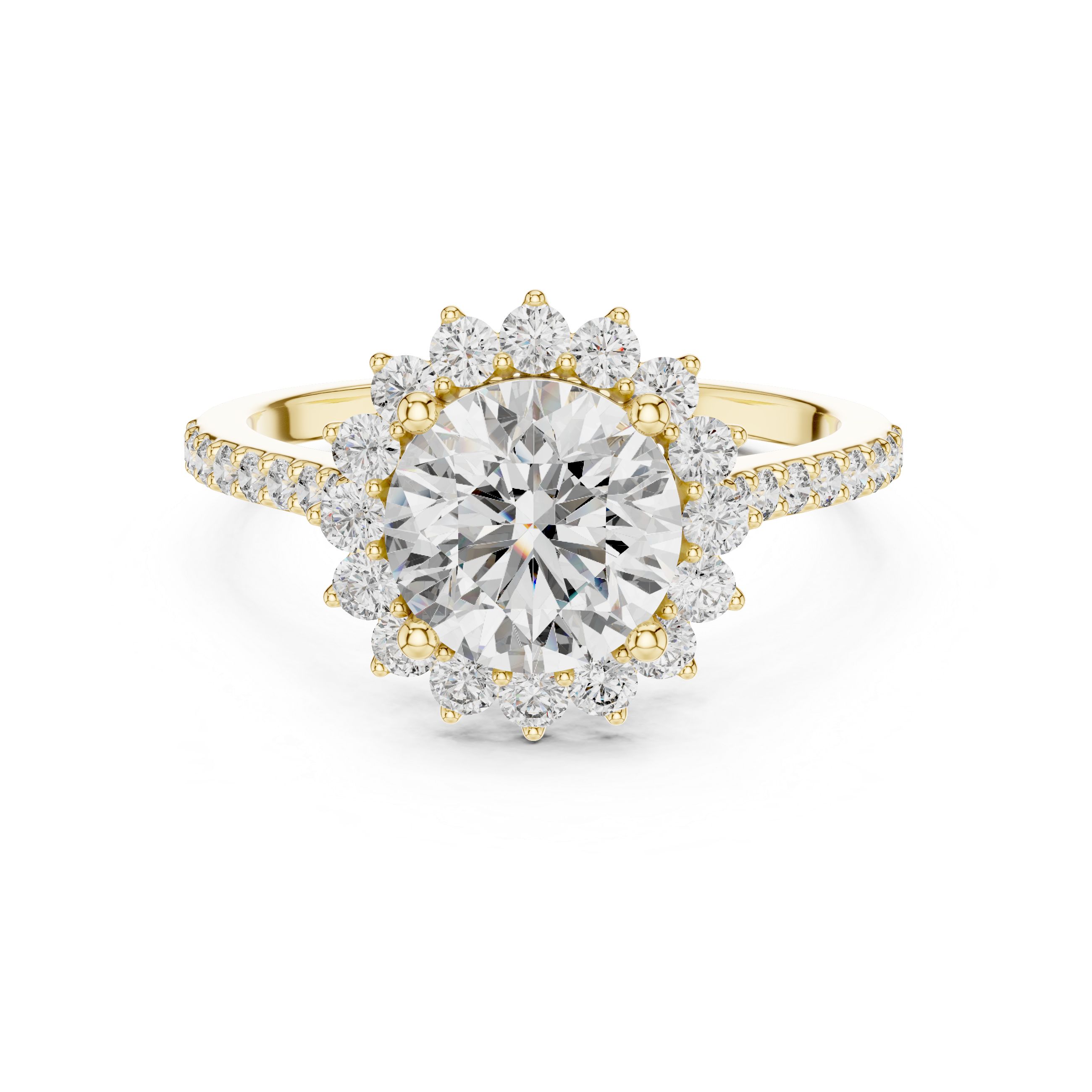 Classic Floral Halo Diamond Ring