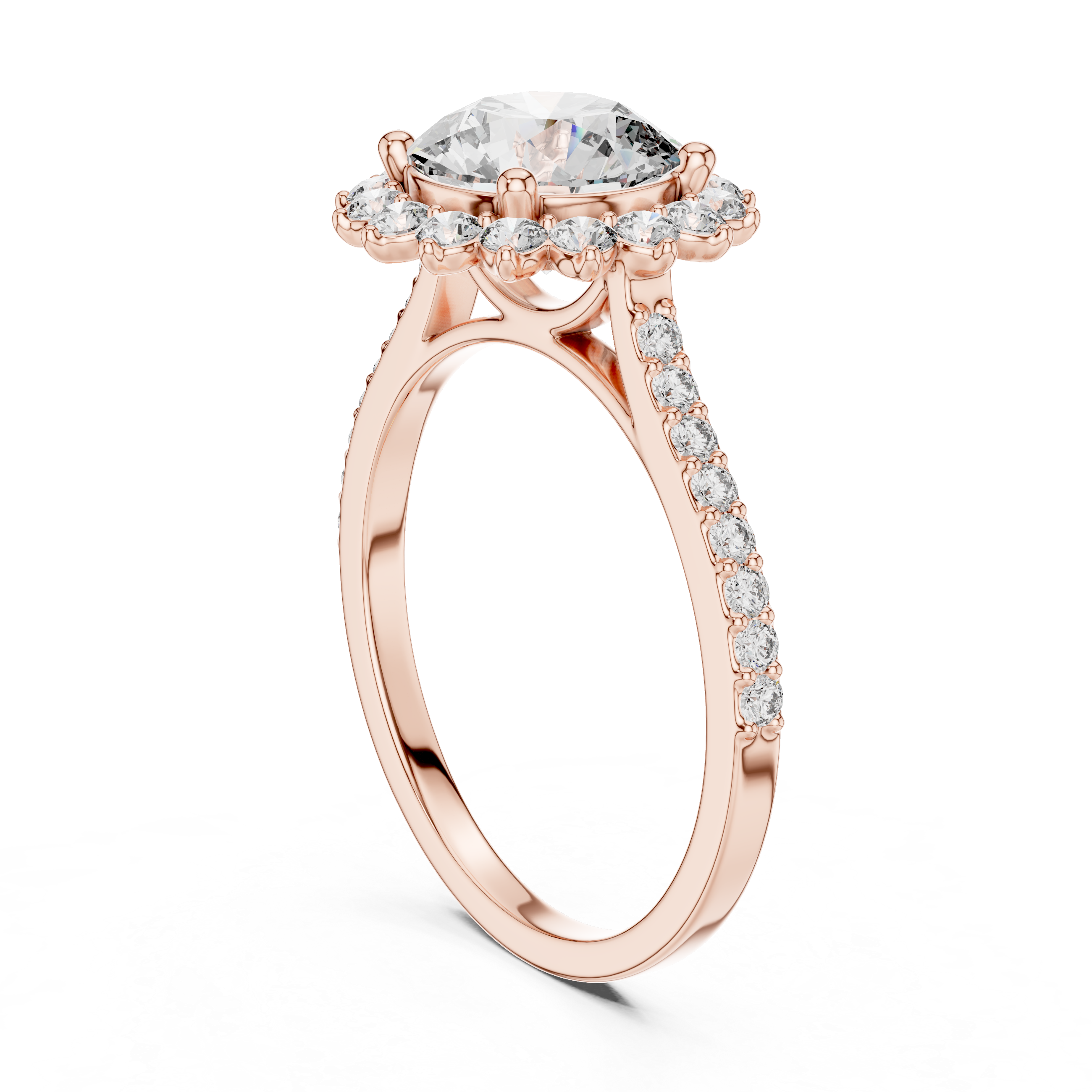 Classic Floral Halo Diamond Ring