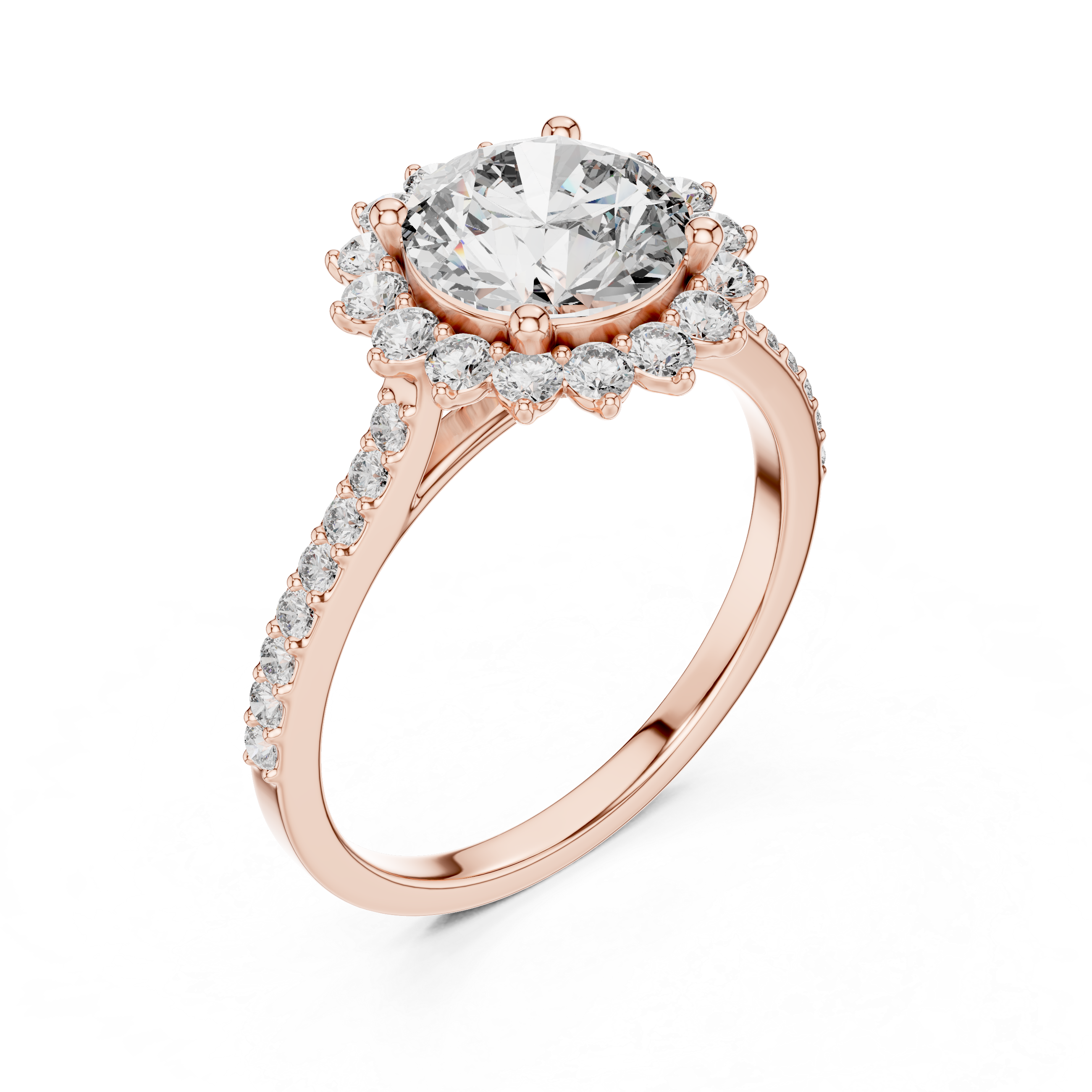 Classic Floral Halo Diamond Ring