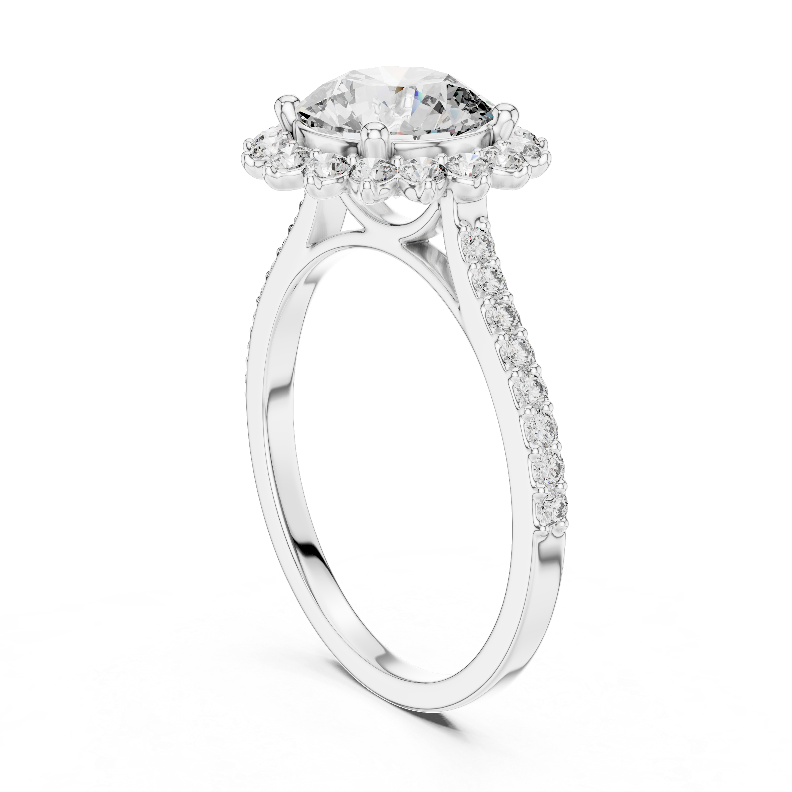 Classic Floral Halo Diamond Ring