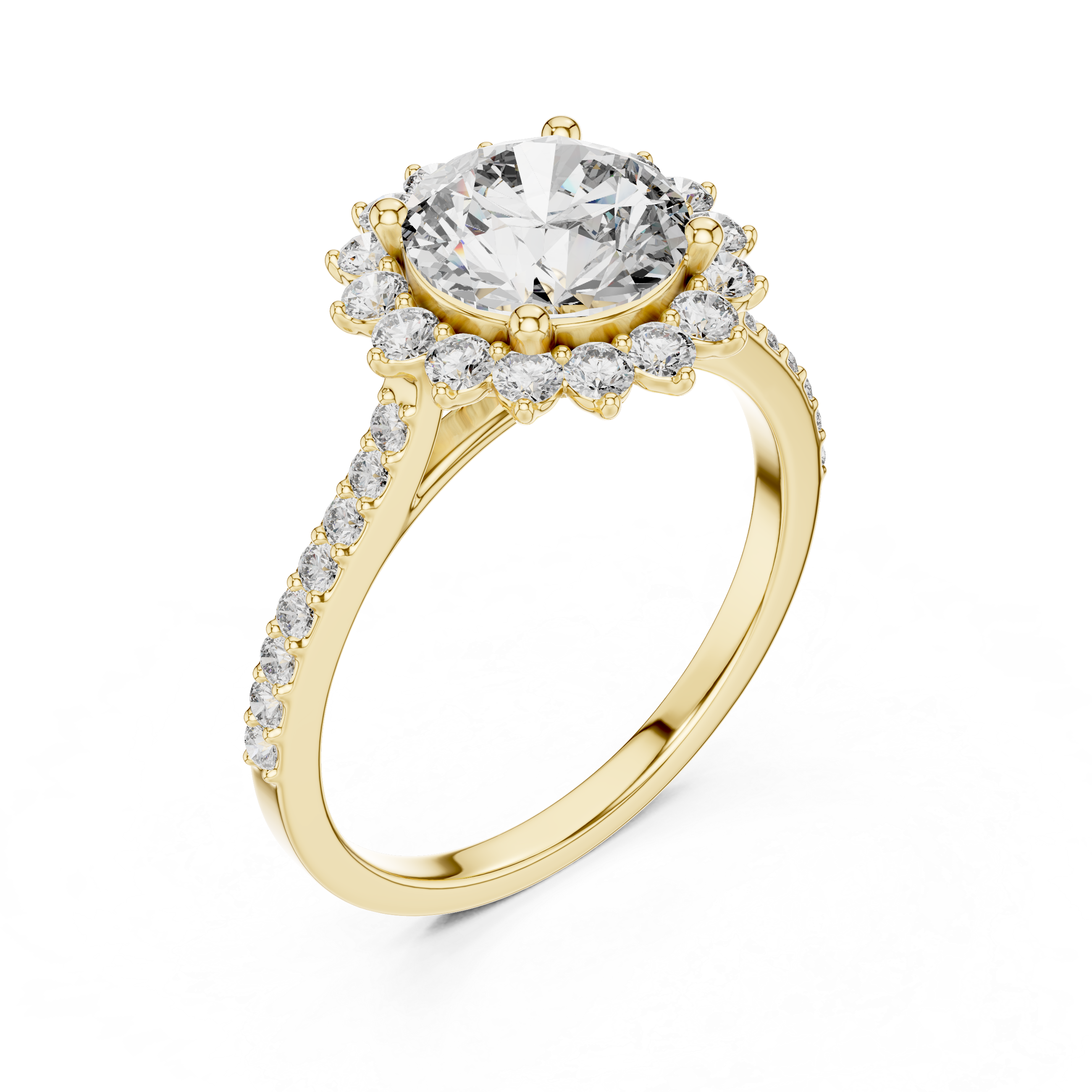 Classic Floral Halo Diamond Ring