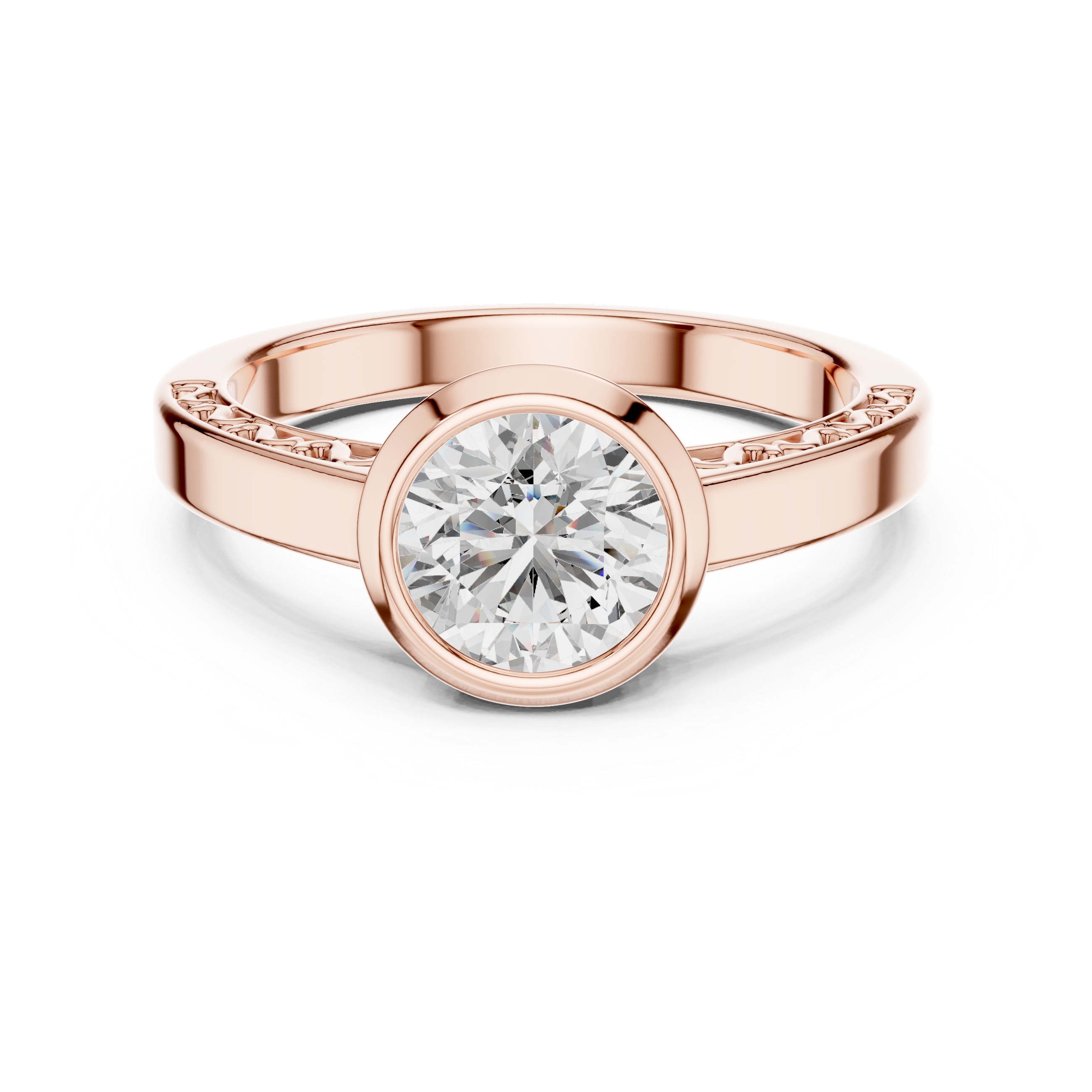 Bezel-Set Diamond  with Filigree Detailing