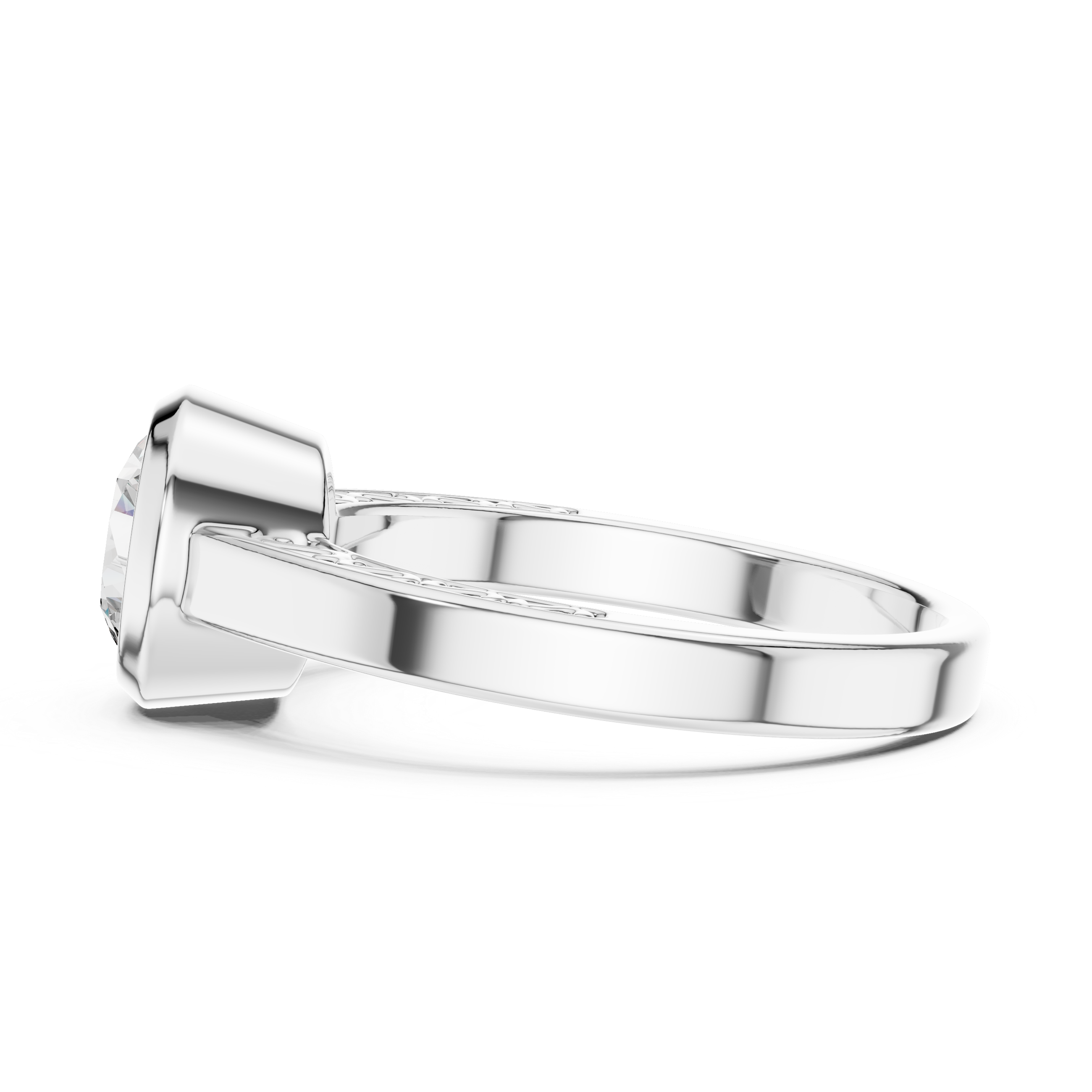 Bezel-Set Diamond  with Filigree Detailing