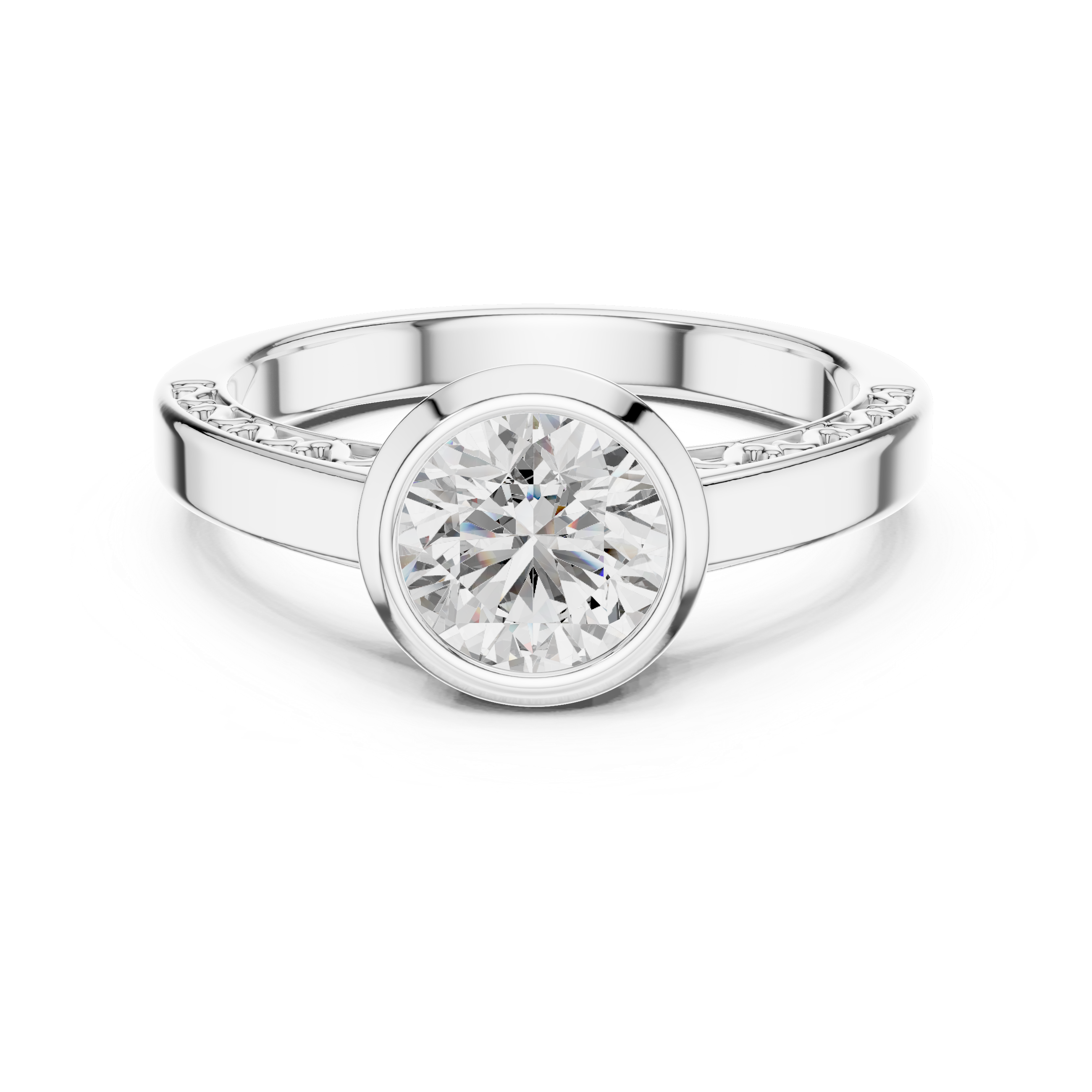 Bezel-Set Diamond  with Filigree Detailing