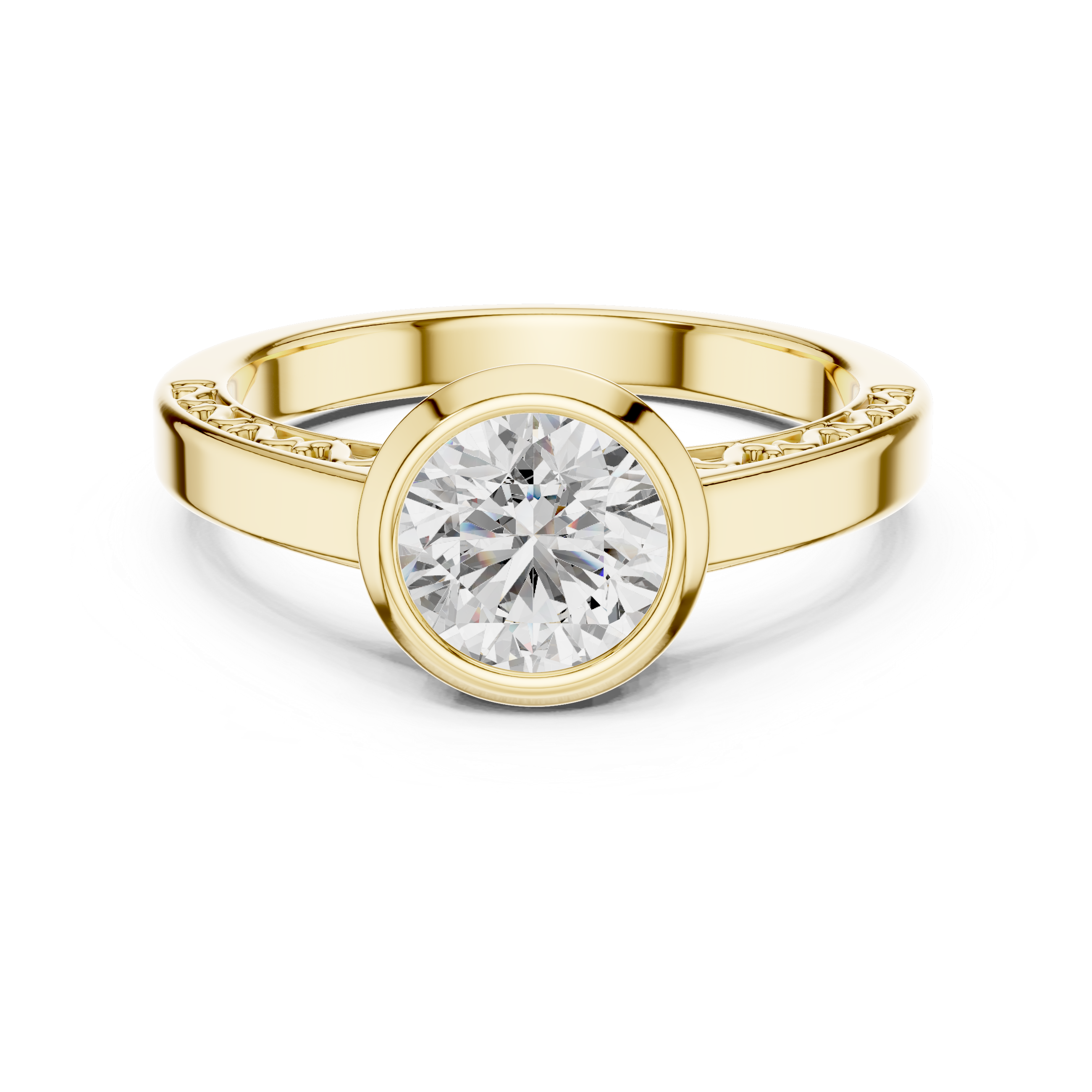 Bezel-Set Diamond  with Filigree Detailing