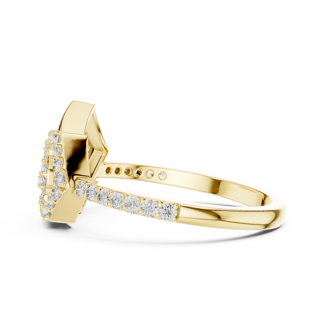 Diamond Halo Shield Ring