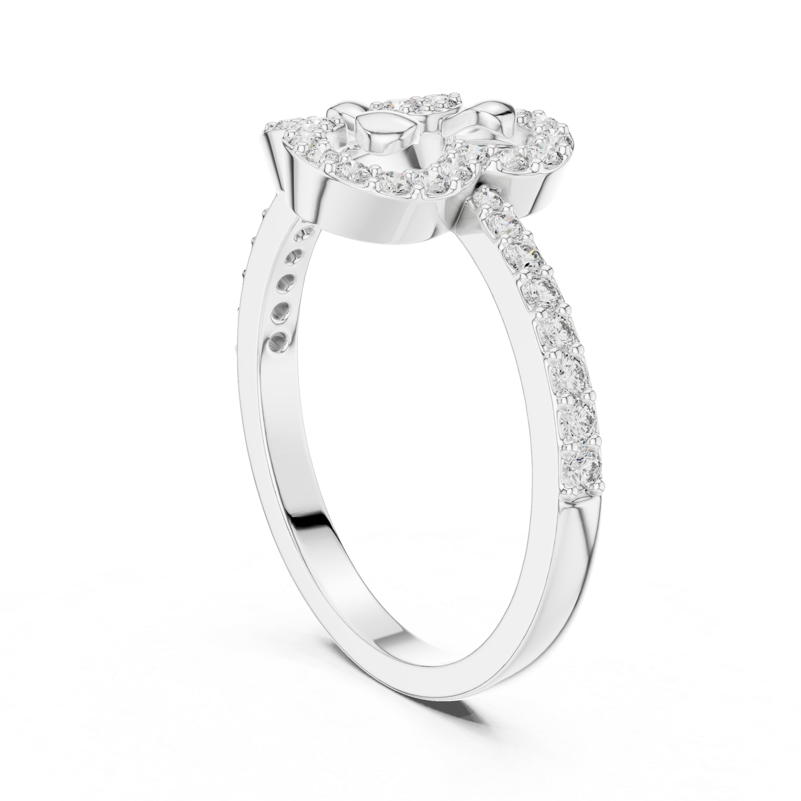 Floral Halo Diamond Ring