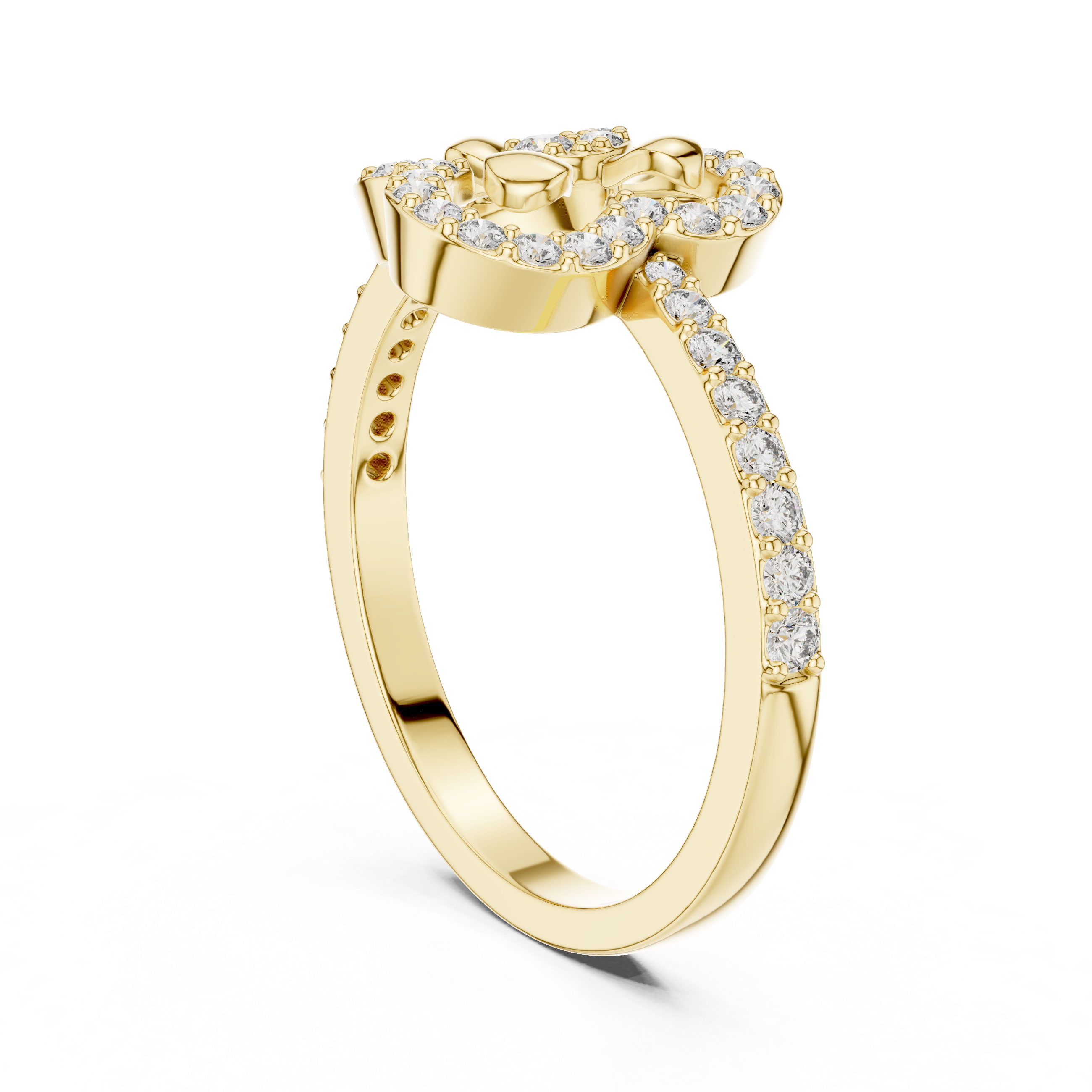 Floral Halo Diamond Ring