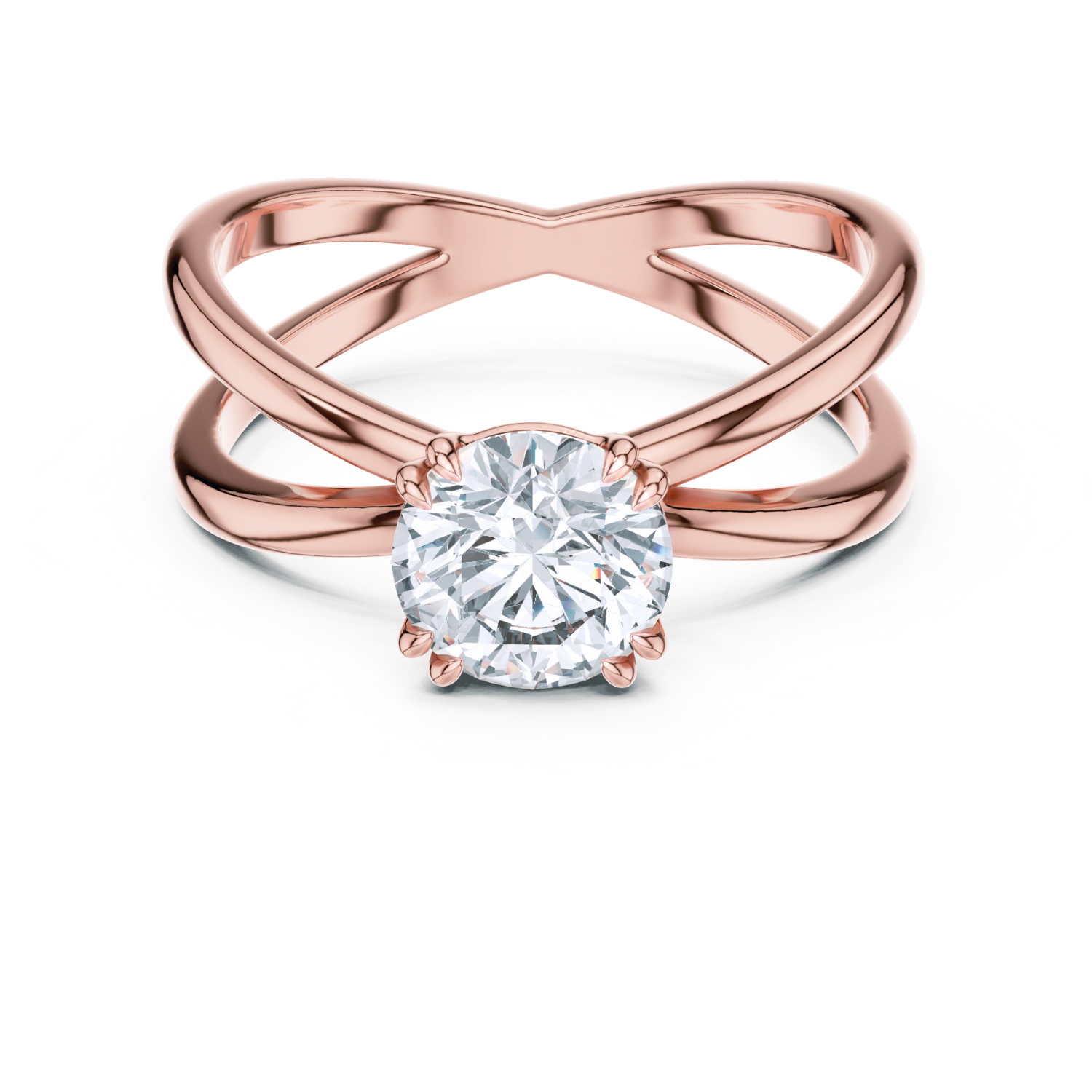 Crisscross Band Solitaire Ring