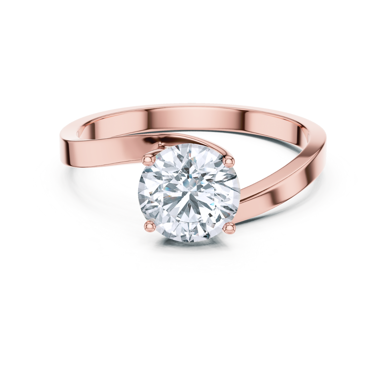 Asymmetrical Twist Solitaire Ring