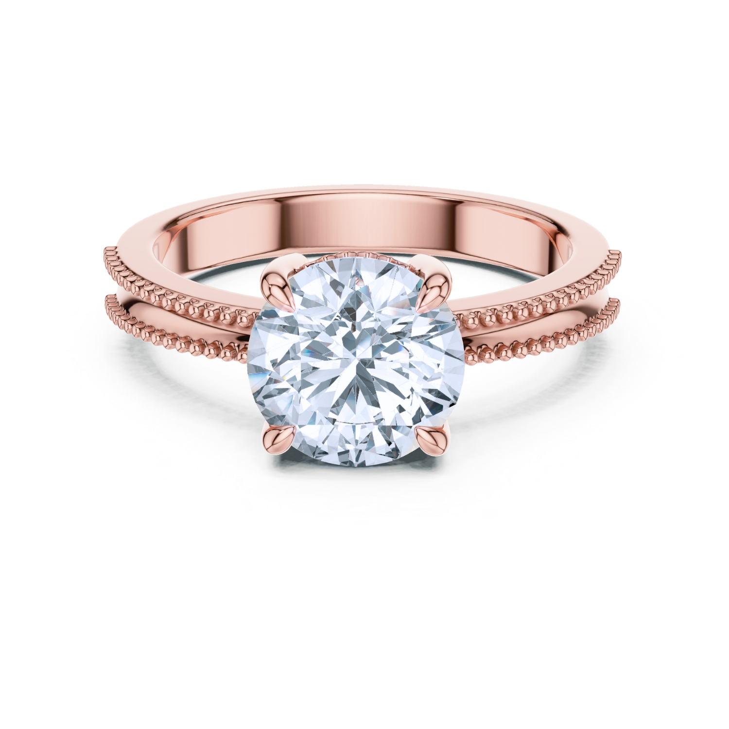 Milgrain Solitaire Diamond Ring