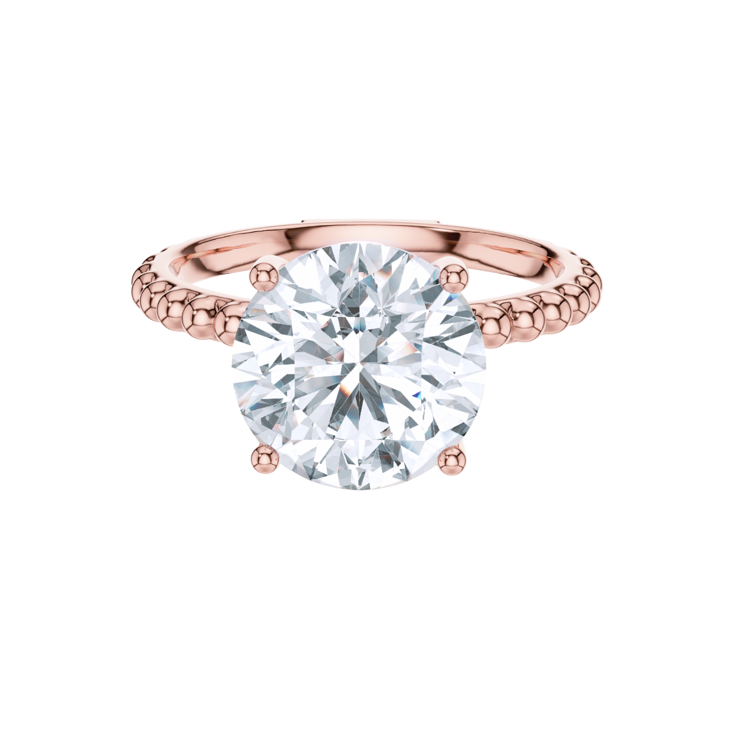 Beaded Classic Solitaire Ring