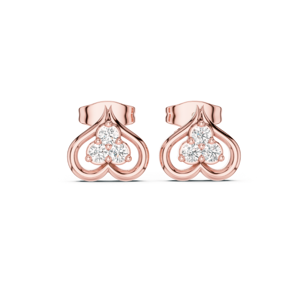 Radiant Bloom Heart Diamond Studs