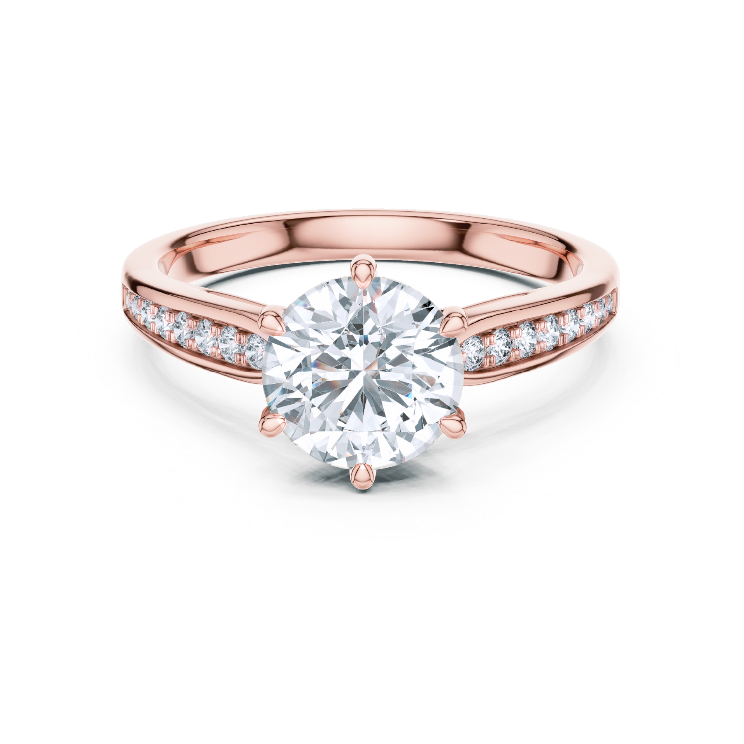 Round-Cut Diamond Solitaire Ring With Pave-Set Accents