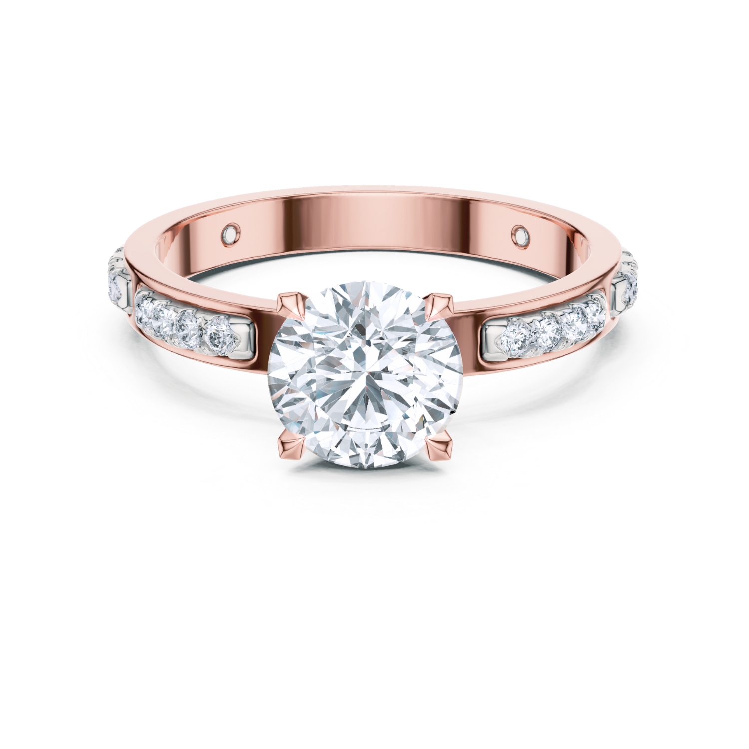 Round-Cut Diamond Solitaire Ring With Channel-Set Accents