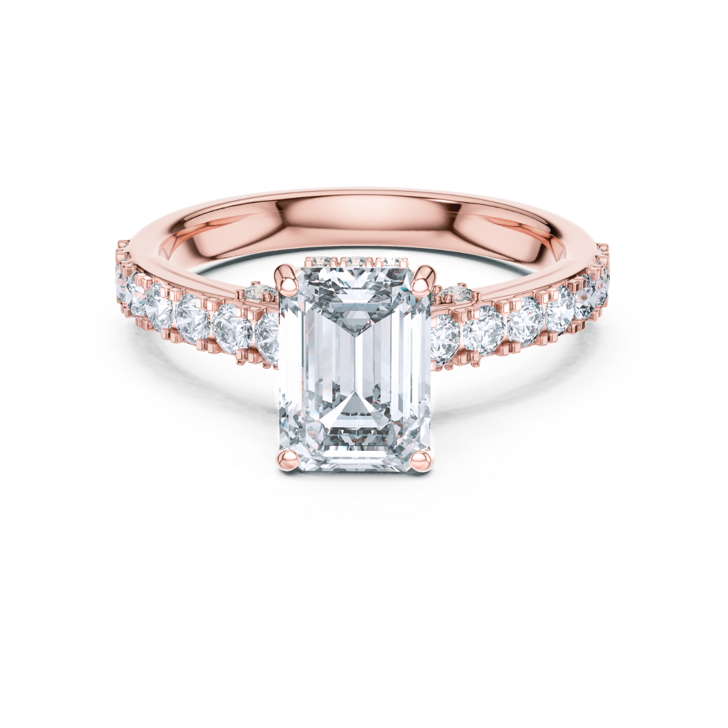 Emerald-Cut Diamond Pave Ring