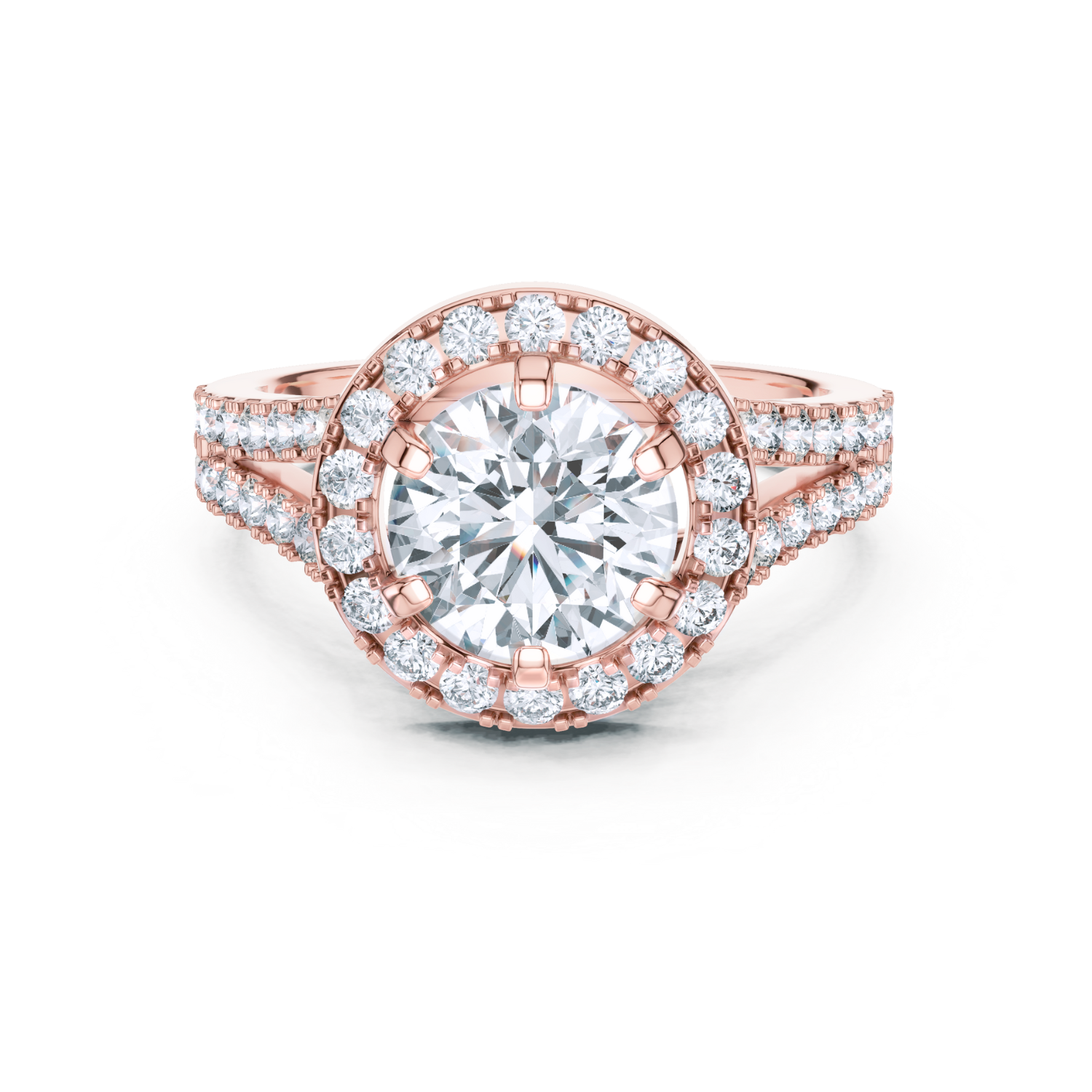 Cathedral Halo Round-Cut Ring