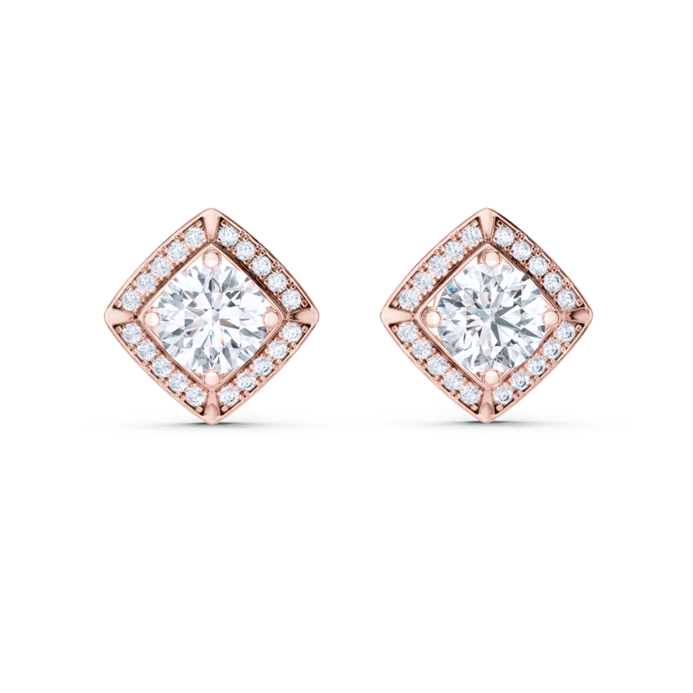 Cushion Halo Diamond Stud Earrings