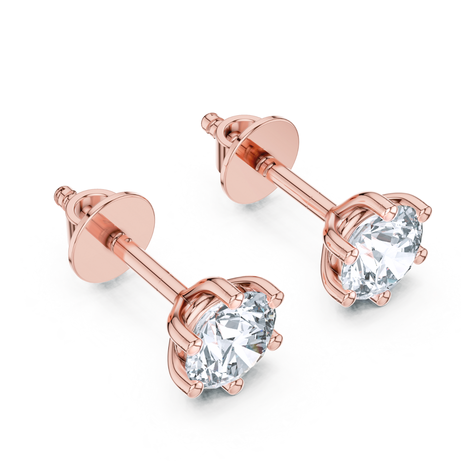 Classic Six-Prong Solitaire Diamond Stud Earrings