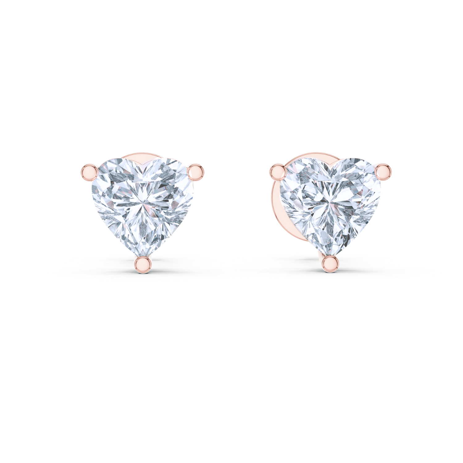 Heart-Cut Diamond Stud Earrings