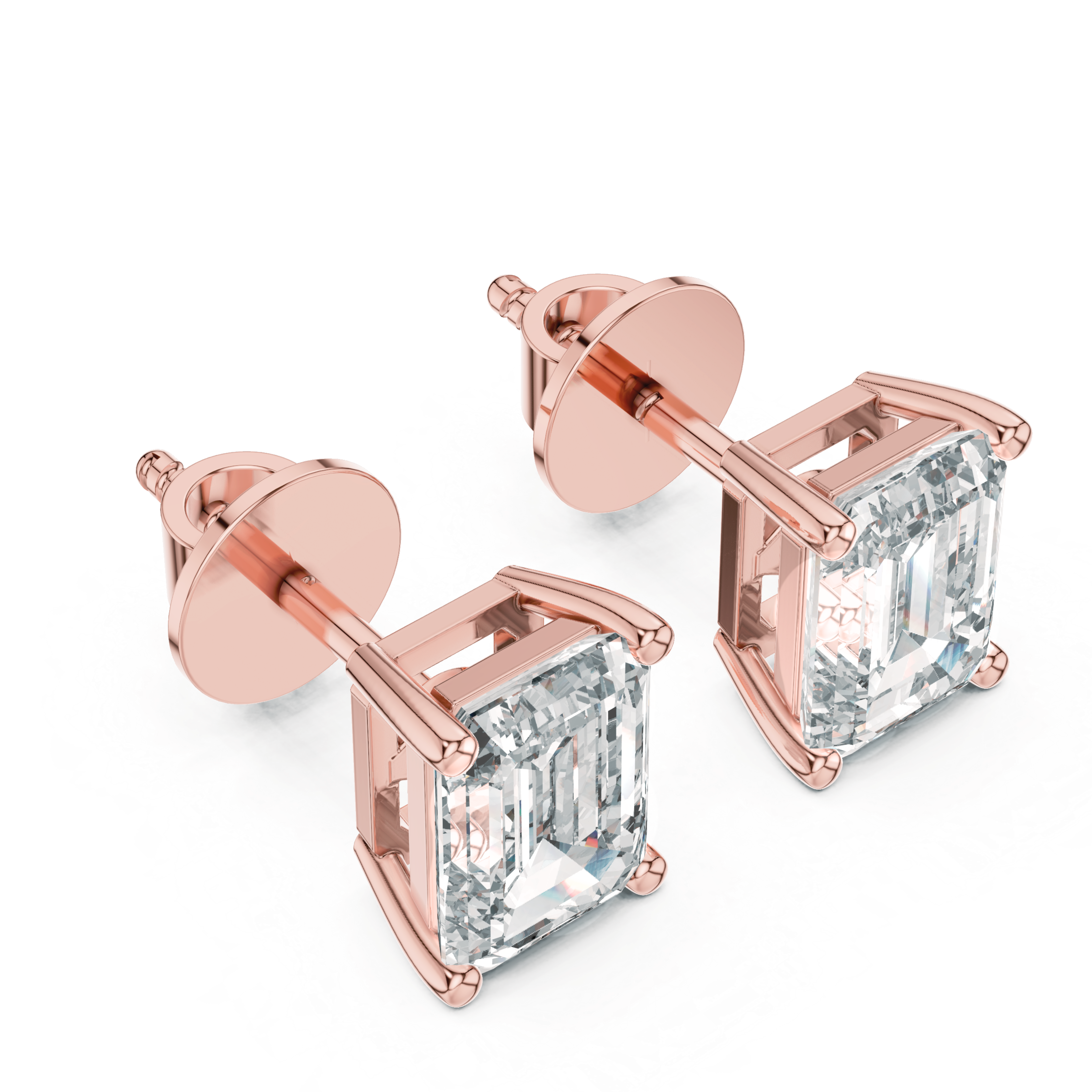 Emerald-Cut Diamond Stud Earrings