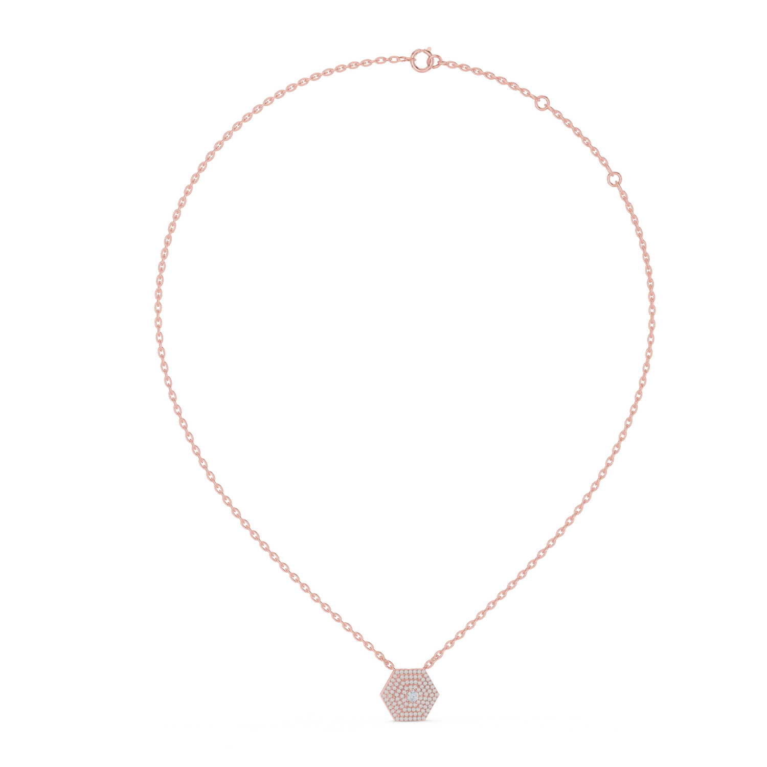 Hexagonal Pave Diamond Pendant