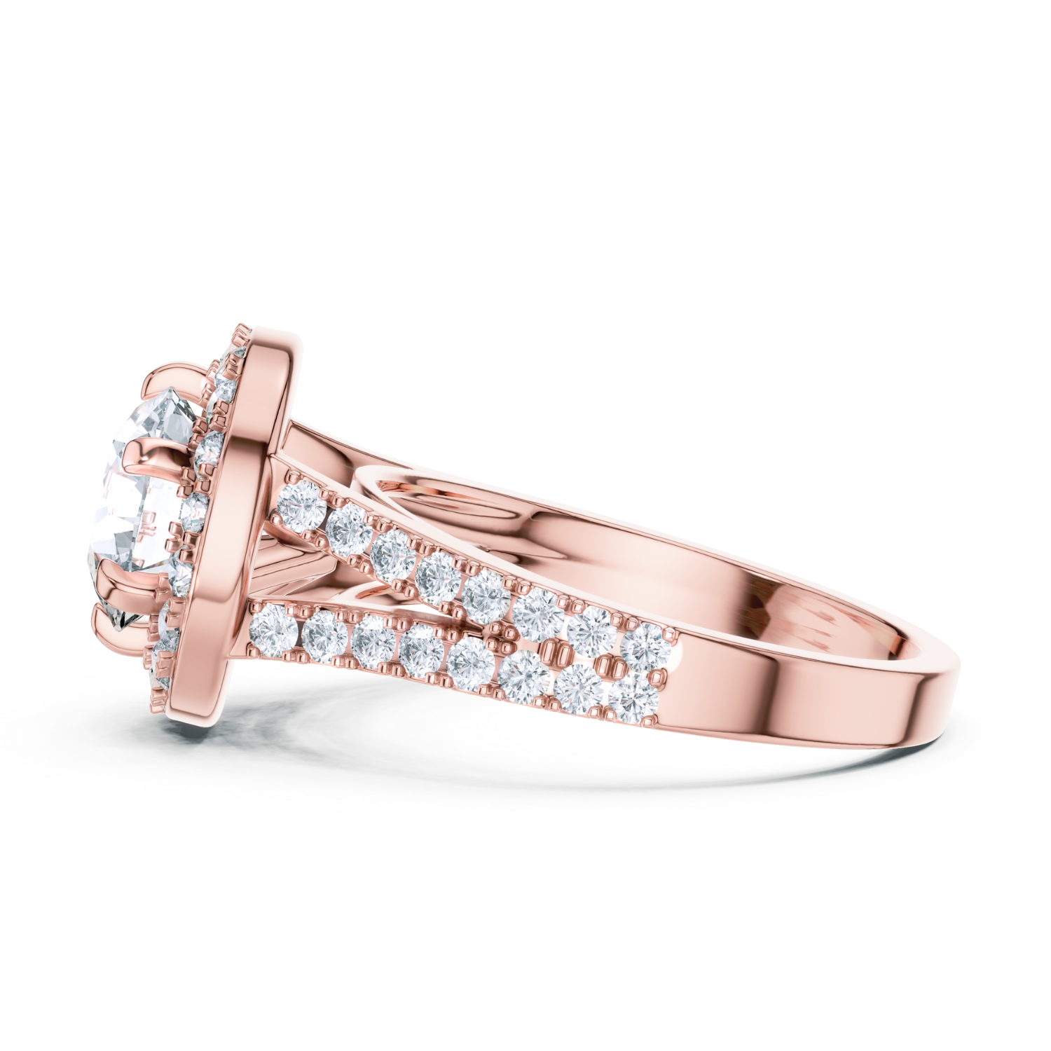 Cathedral Halo Round-Cut Ring