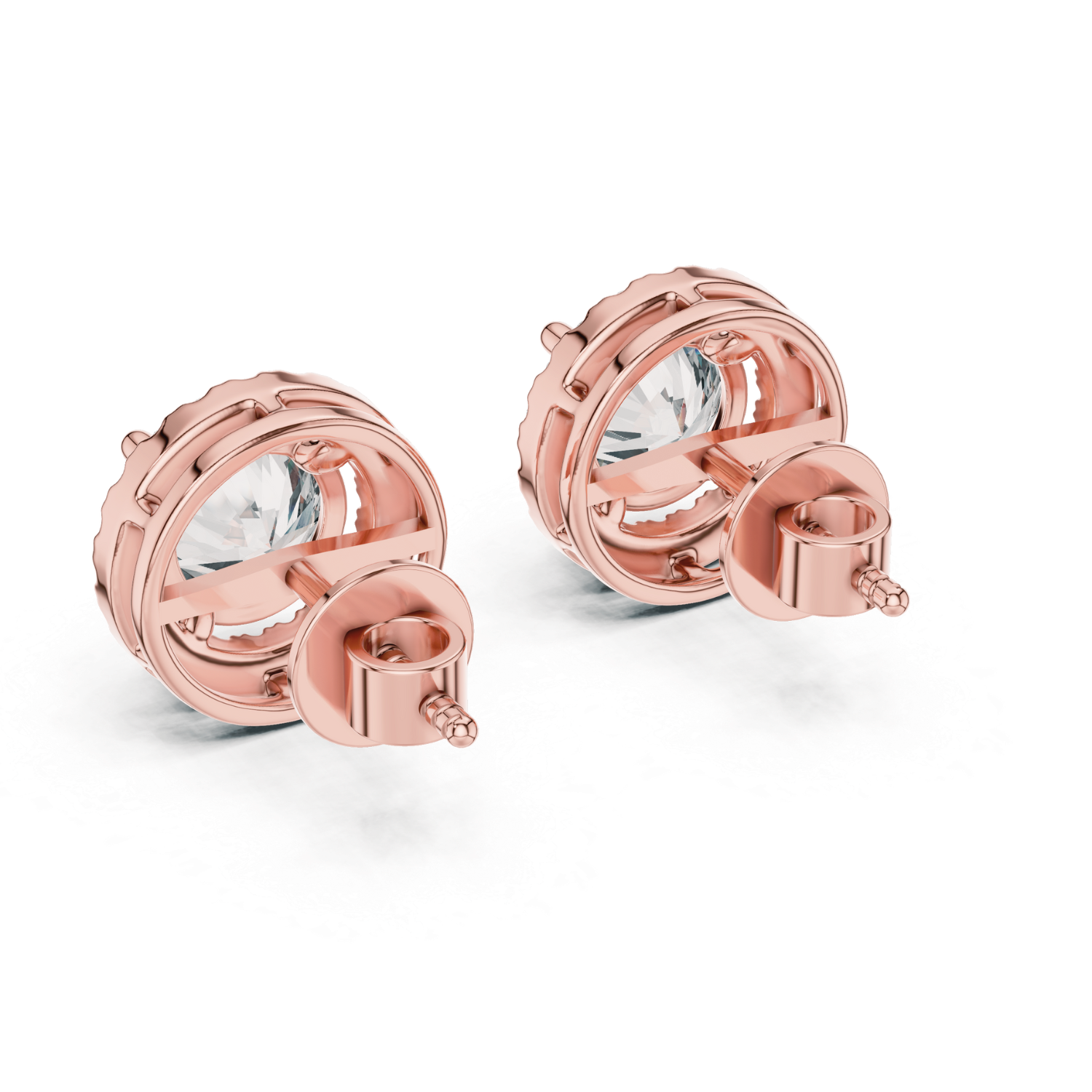 Classic Round Halo Diamond Stud Earrings
