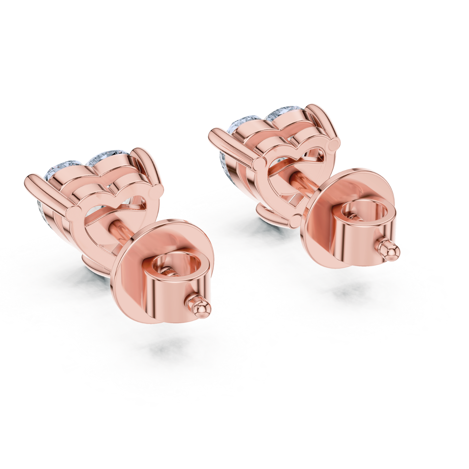 Heart-Cut Diamond Stud Earrings