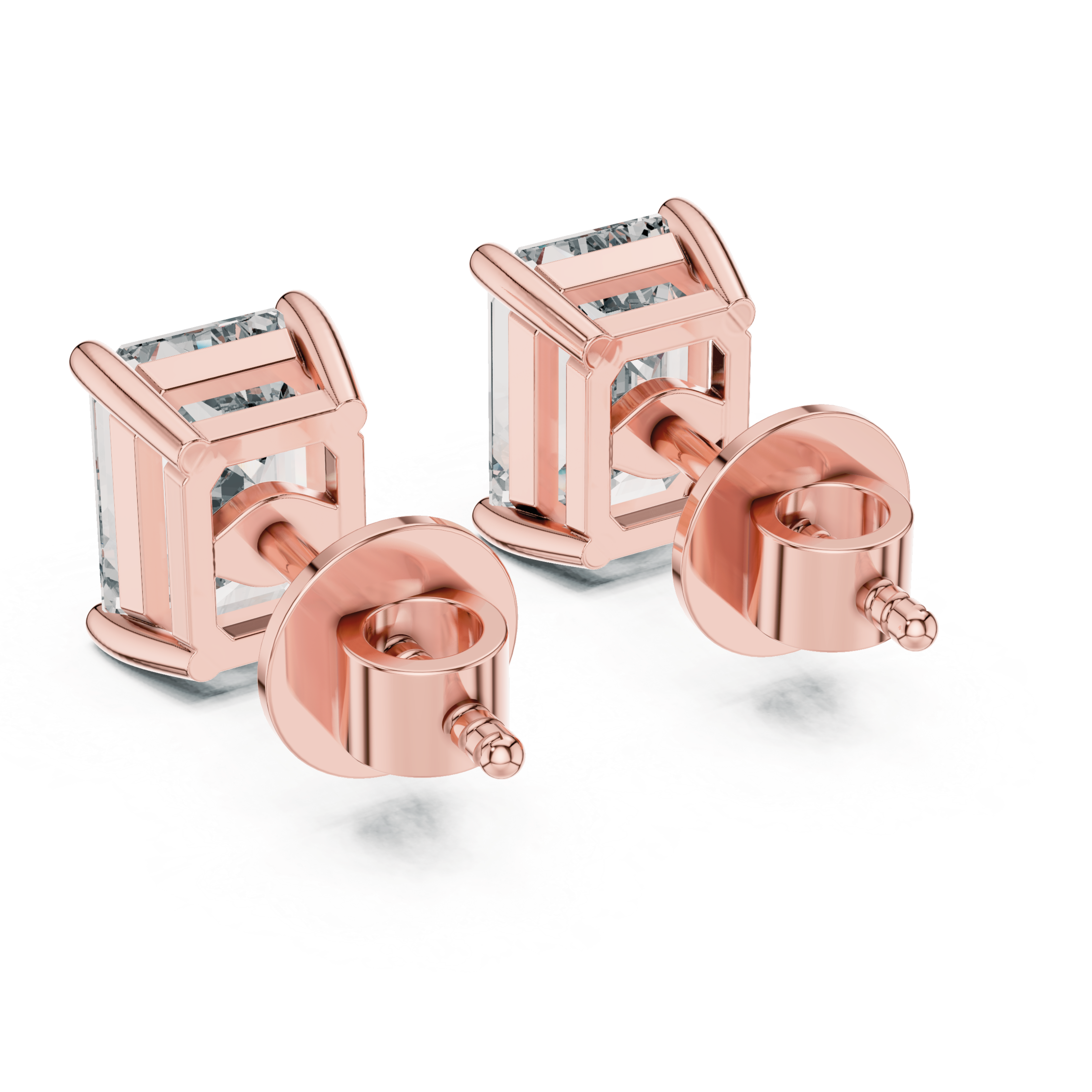 Emerald-Cut Diamond Stud Earrings