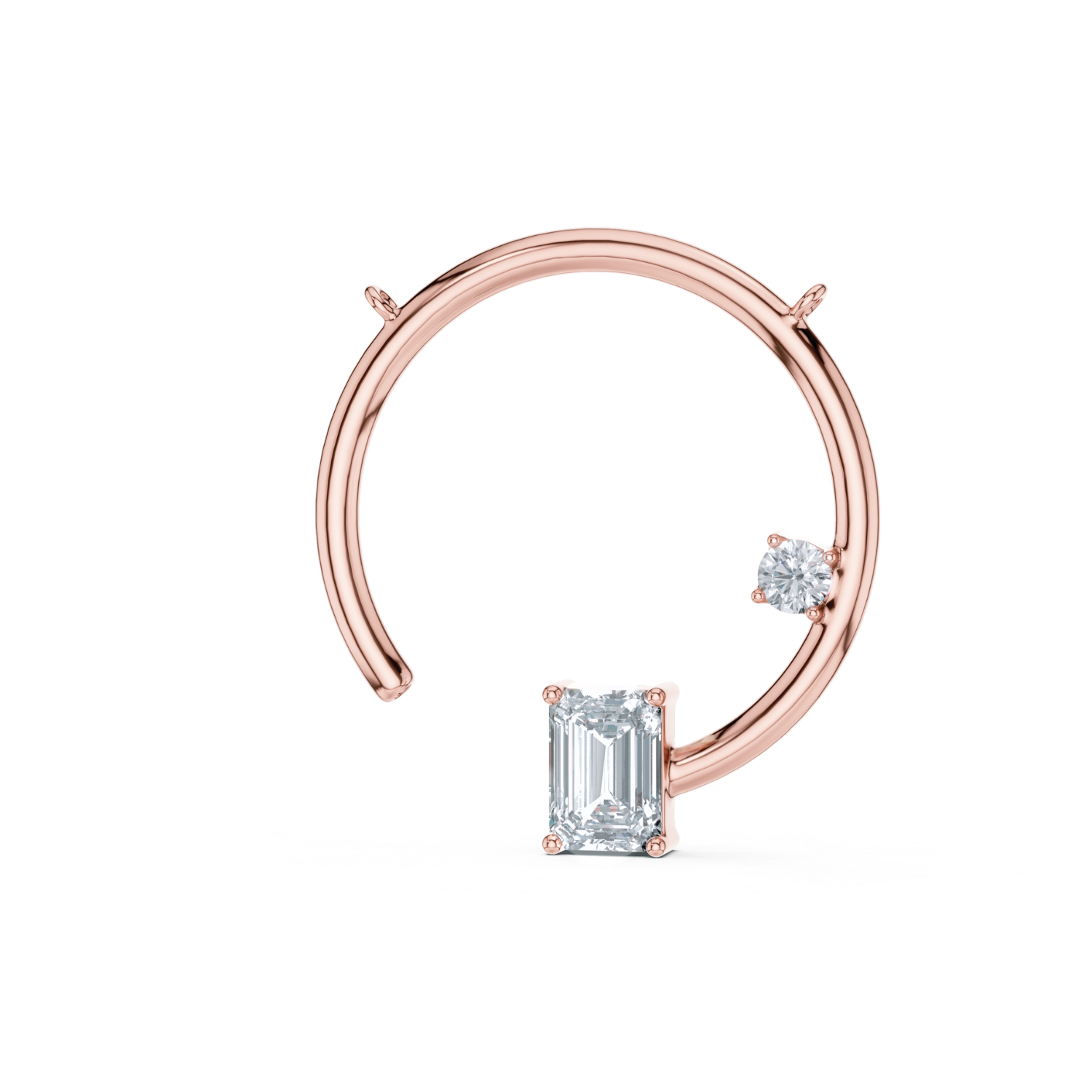 Open Circle Baguette Diamond Pendant
