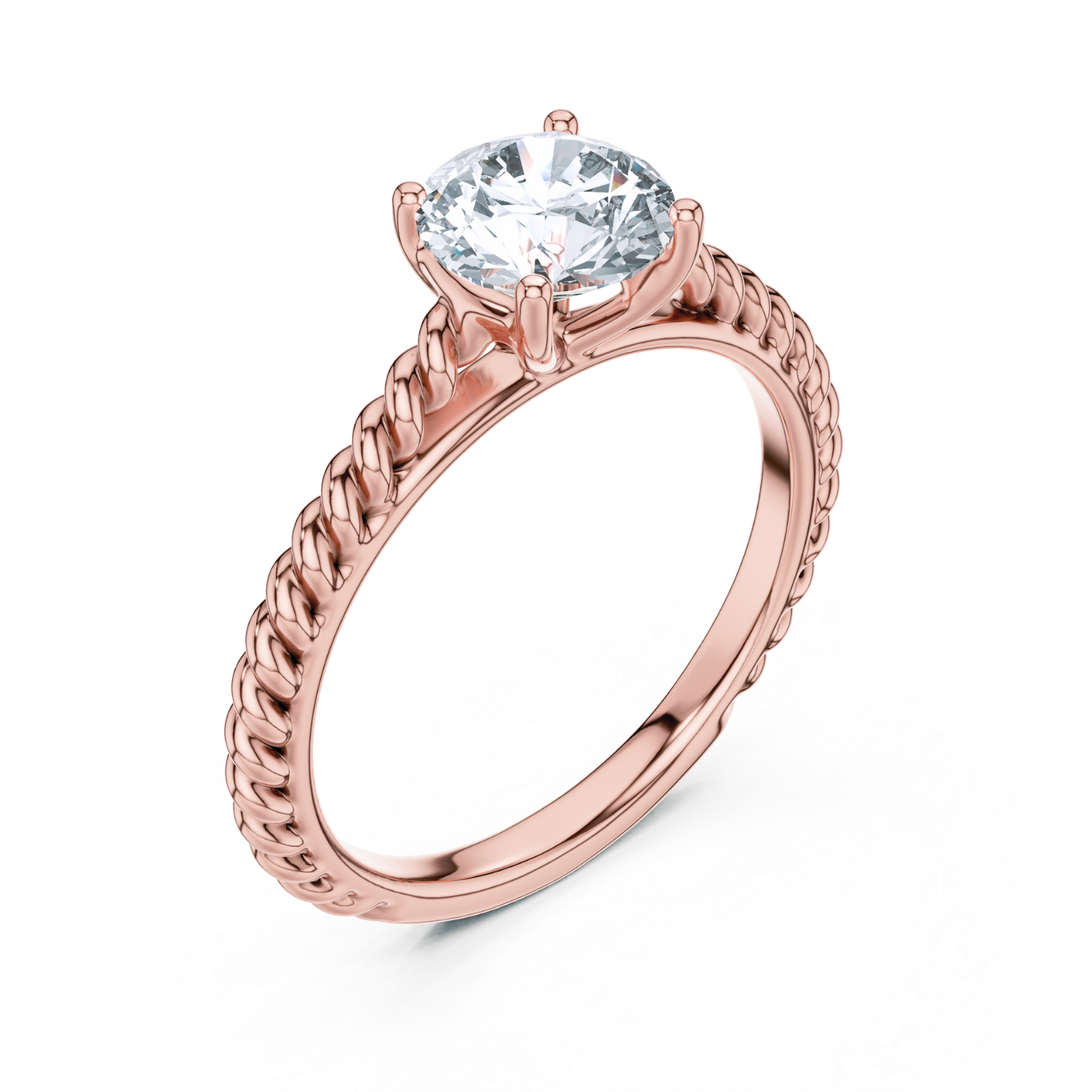 Twisted Rope Solitaire Ring