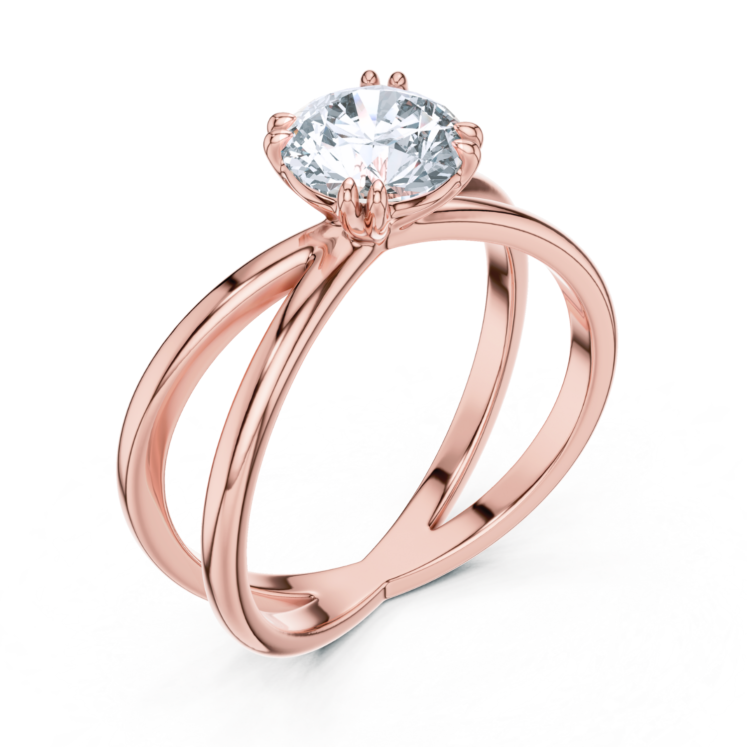 Crisscross Band Solitaire Ring