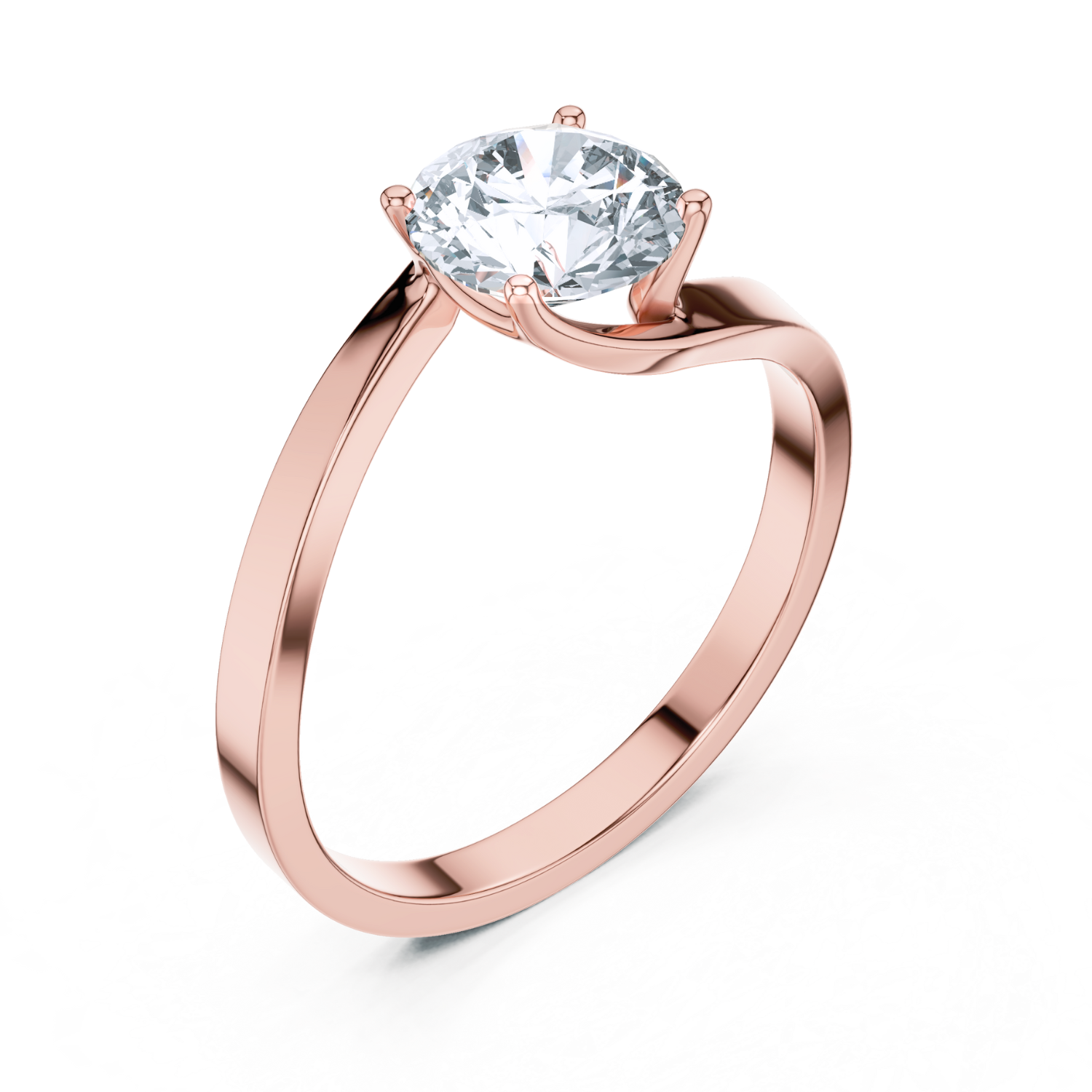Asymmetrical Twist Solitaire Ring