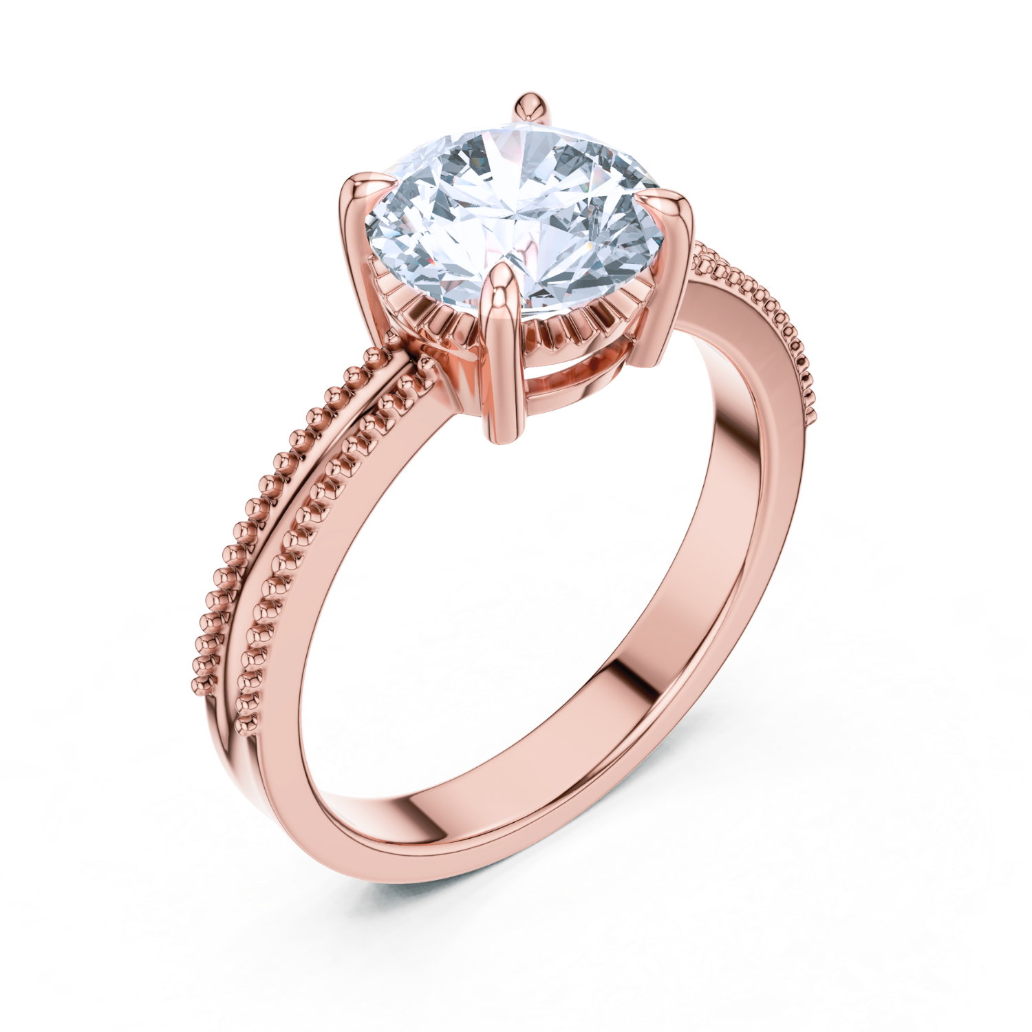 Milgrain Solitaire Diamond Ring
