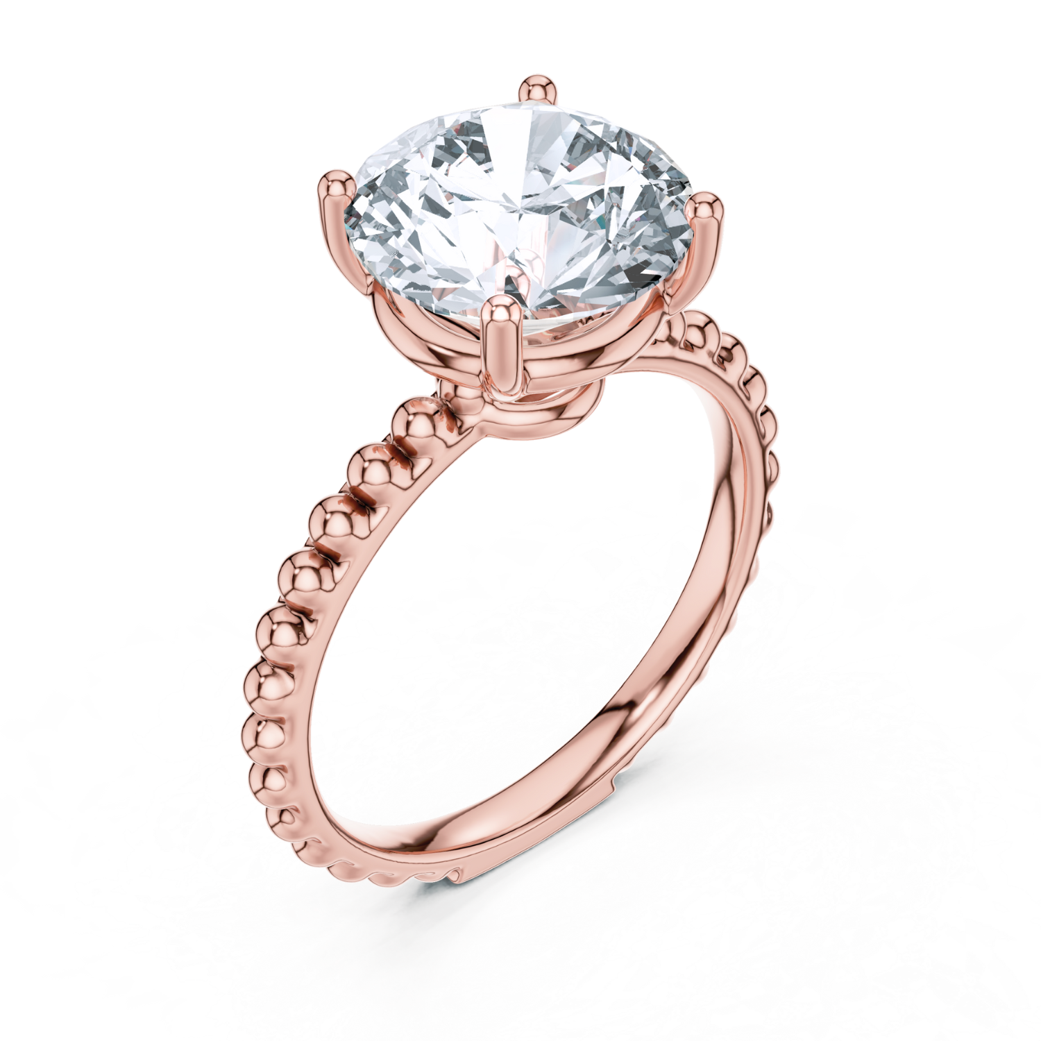 Beaded Classic Solitaire Ring